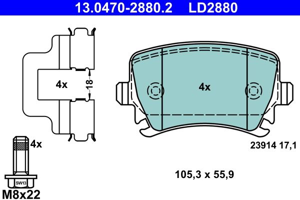 ATE Brake Pad Set, disc brake ATE Ceramic