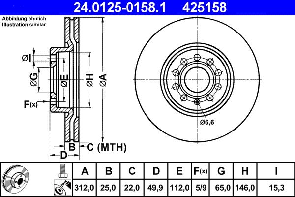 2x Original ATE Bremsscheibe Ø312mm vorne passend für u.a VW GOLF...