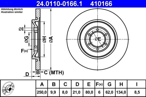 2x ATE Bremsscheibe 24.0110-0166.1