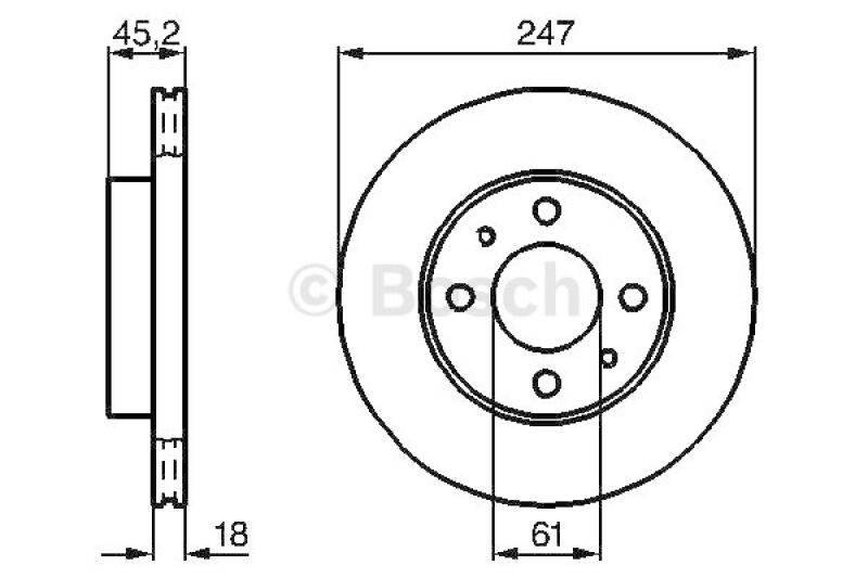 2x BOSCH Bremsscheibe