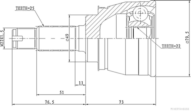 HERTH+BUSS JAKOPARTS Gelenksatz, Antriebswelle J2828007