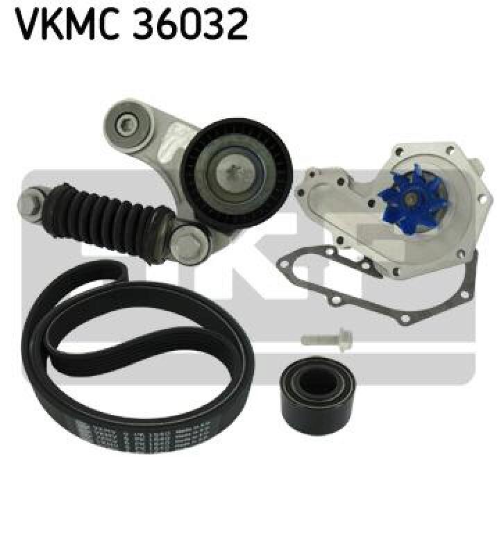 SKF Water Pump + V-Ribbed Belt Kit