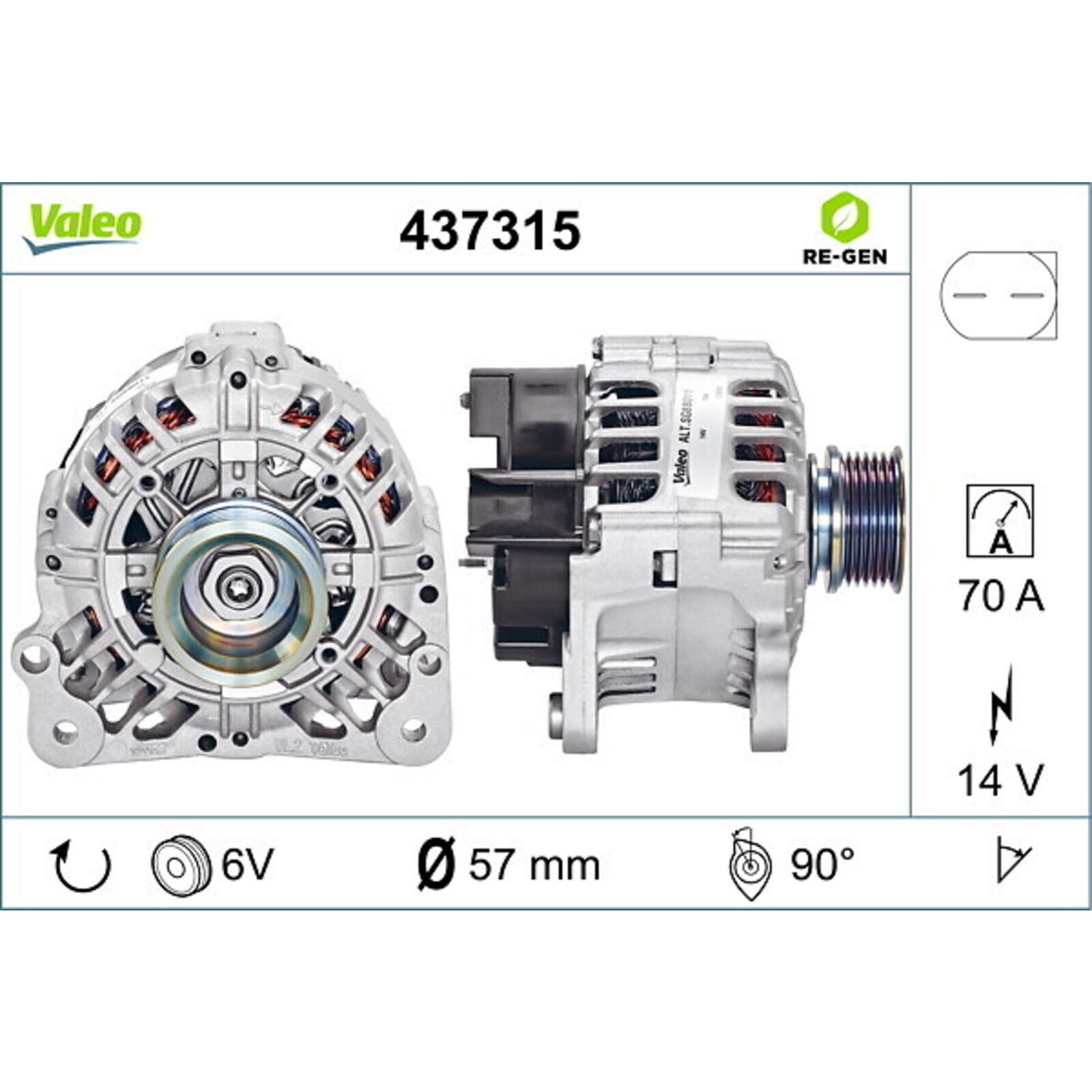 VALEO Alternator VALEO RE-GEN REMANUFACTURED