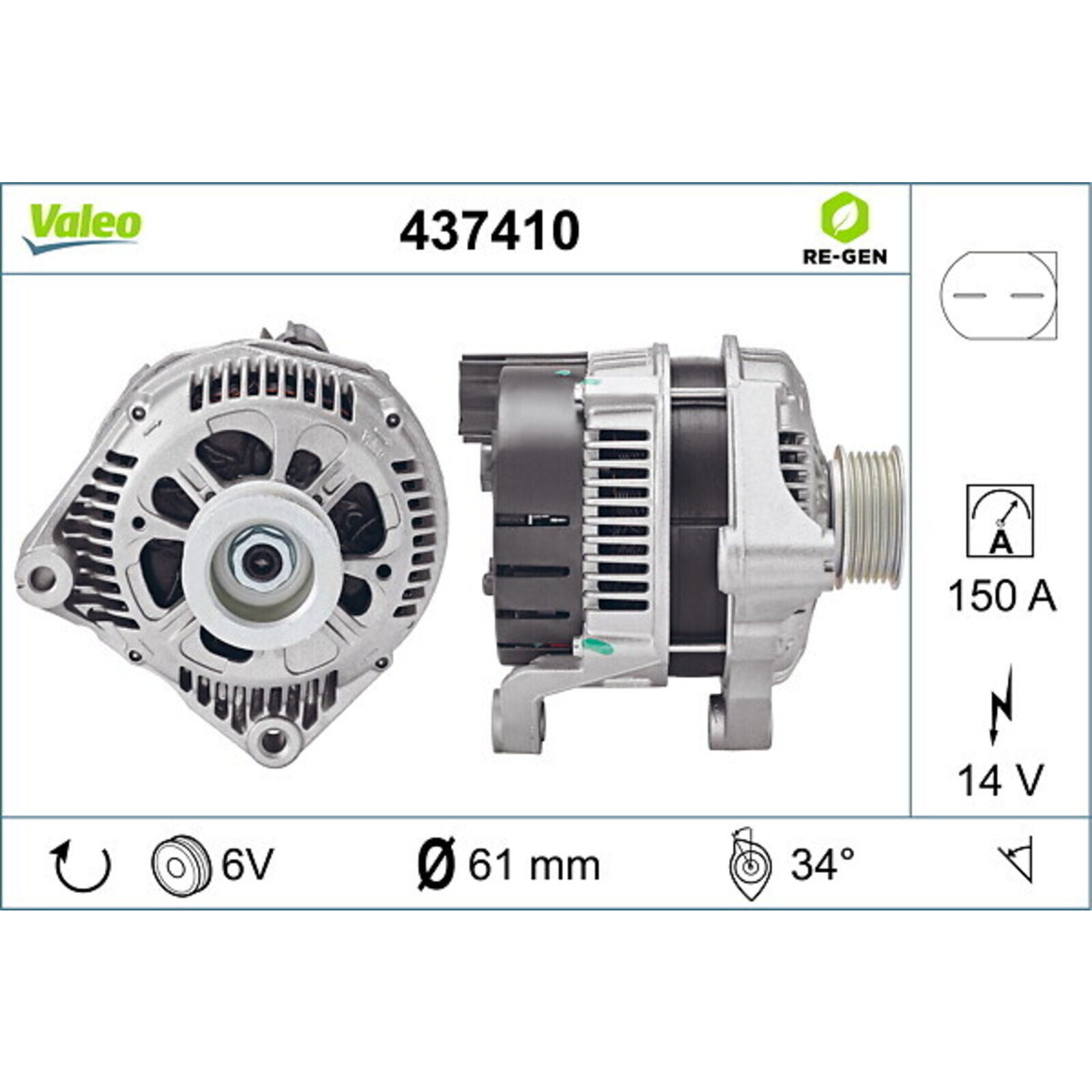 VALEO Alternator VALEO RE-GEN REMANUFACTURED