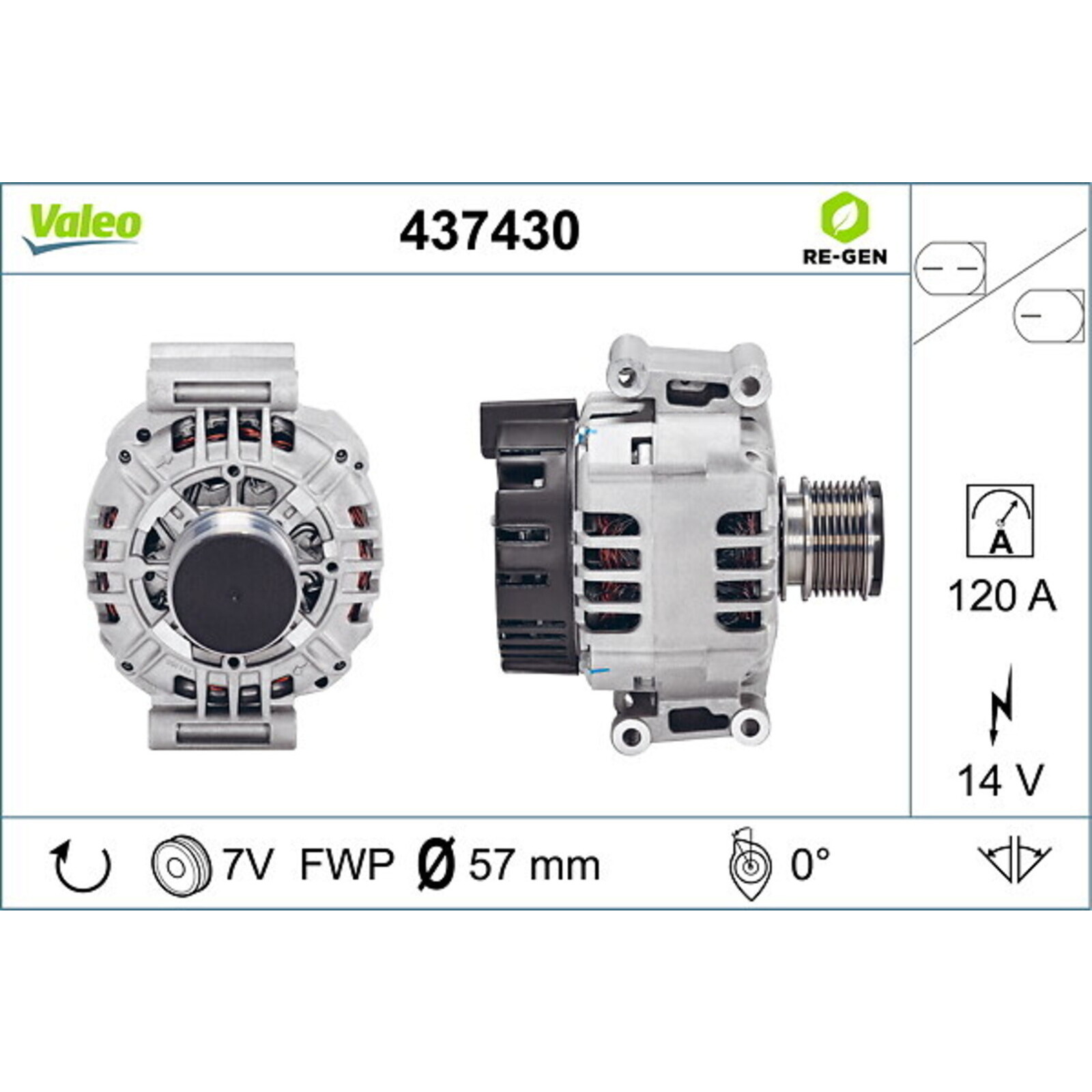 VALEO Alternator VALEO RE-GEN REMANUFACTURED