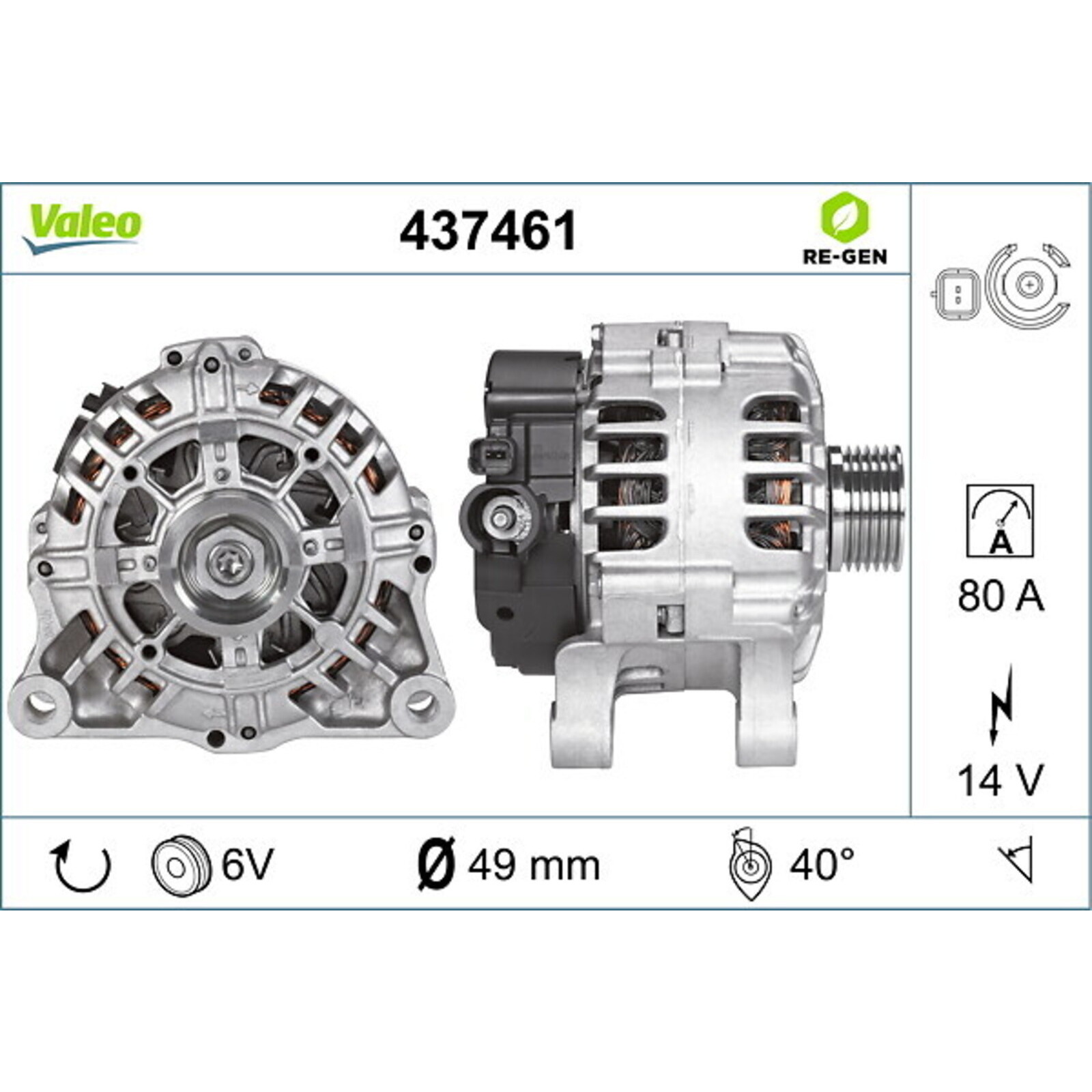 VALEO Alternator VALEO RE-GEN REMANUFACTURED