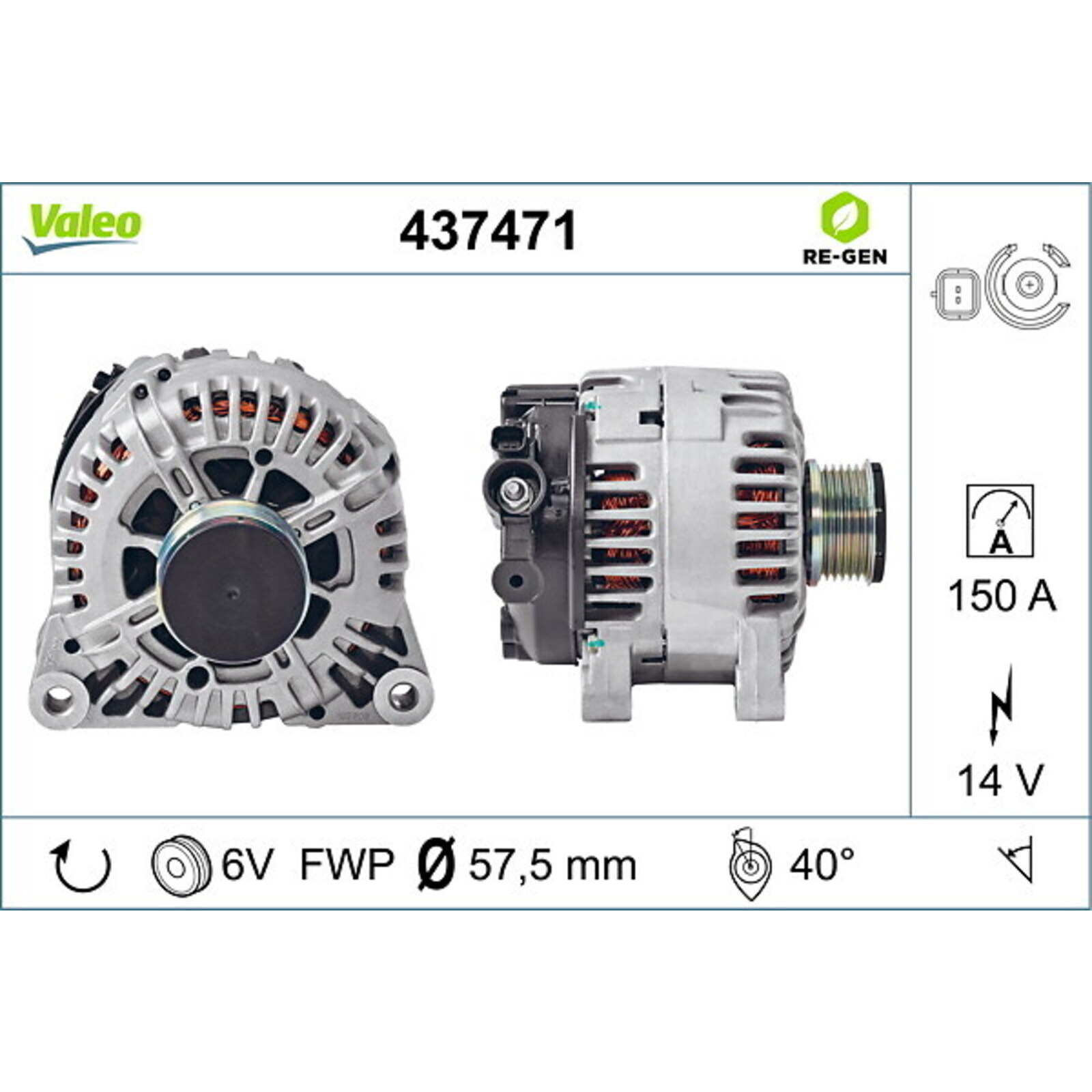 VALEO Alternator VALEO RE-GEN REMANUFACTURED