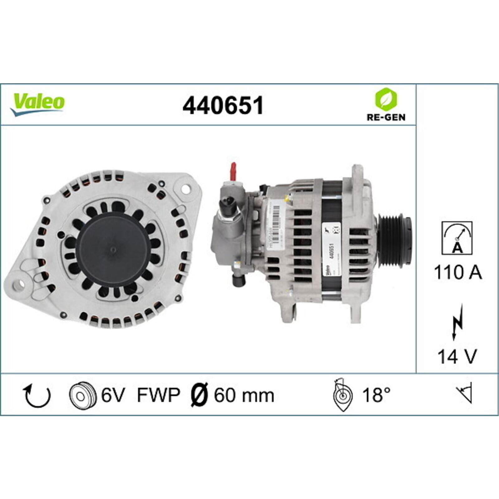 VALEO Alternator VALEO RE-GEN REMANUFACTURED
