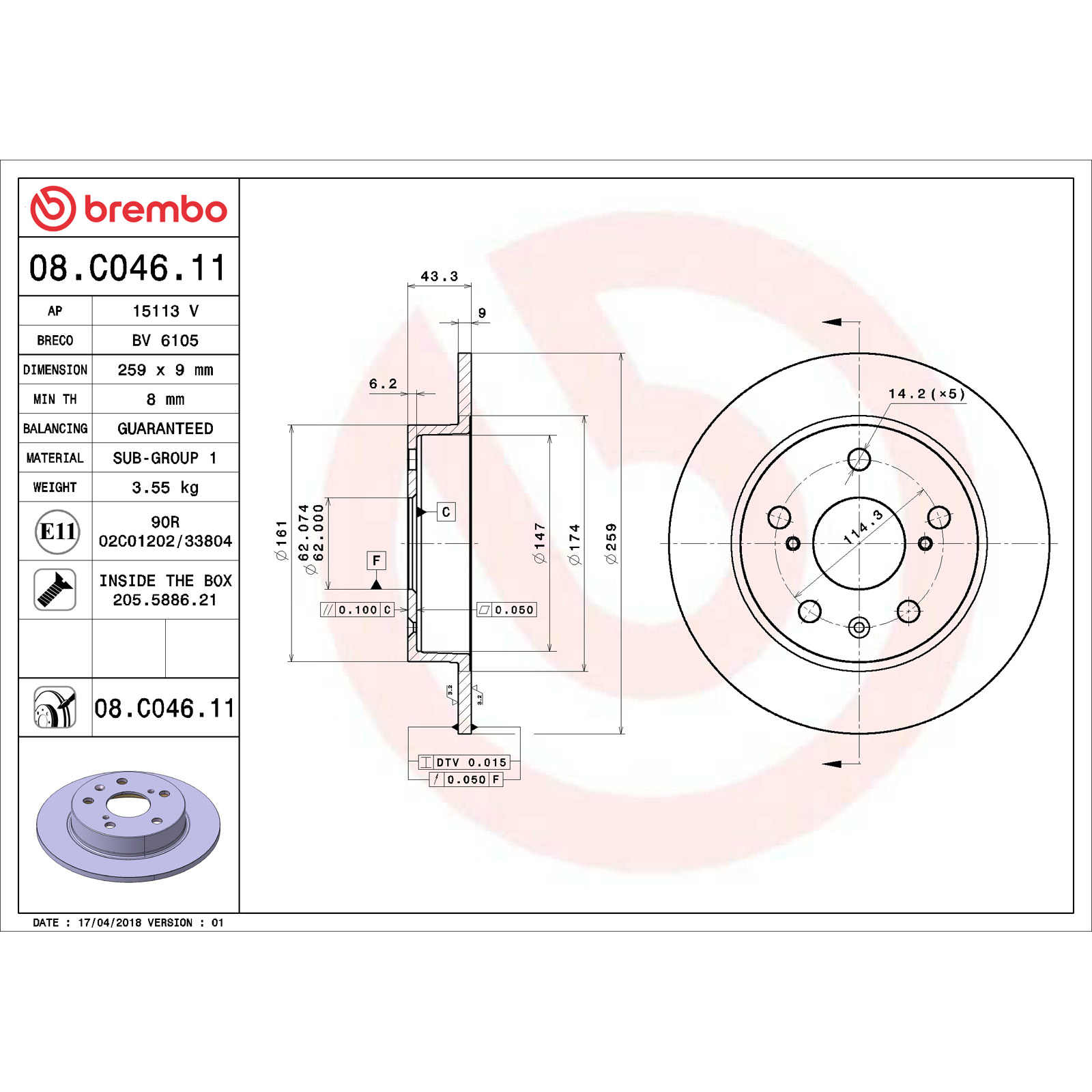 4x Brembo Bremsscheiben + Bremsbeläge Vorne + Hinten passend für Su...