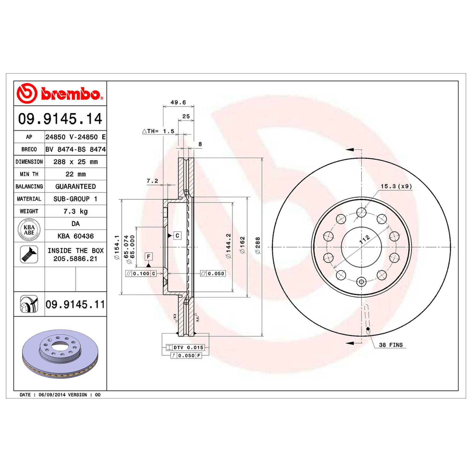 2x BREMBO Brake Disc COATED DISC LINE