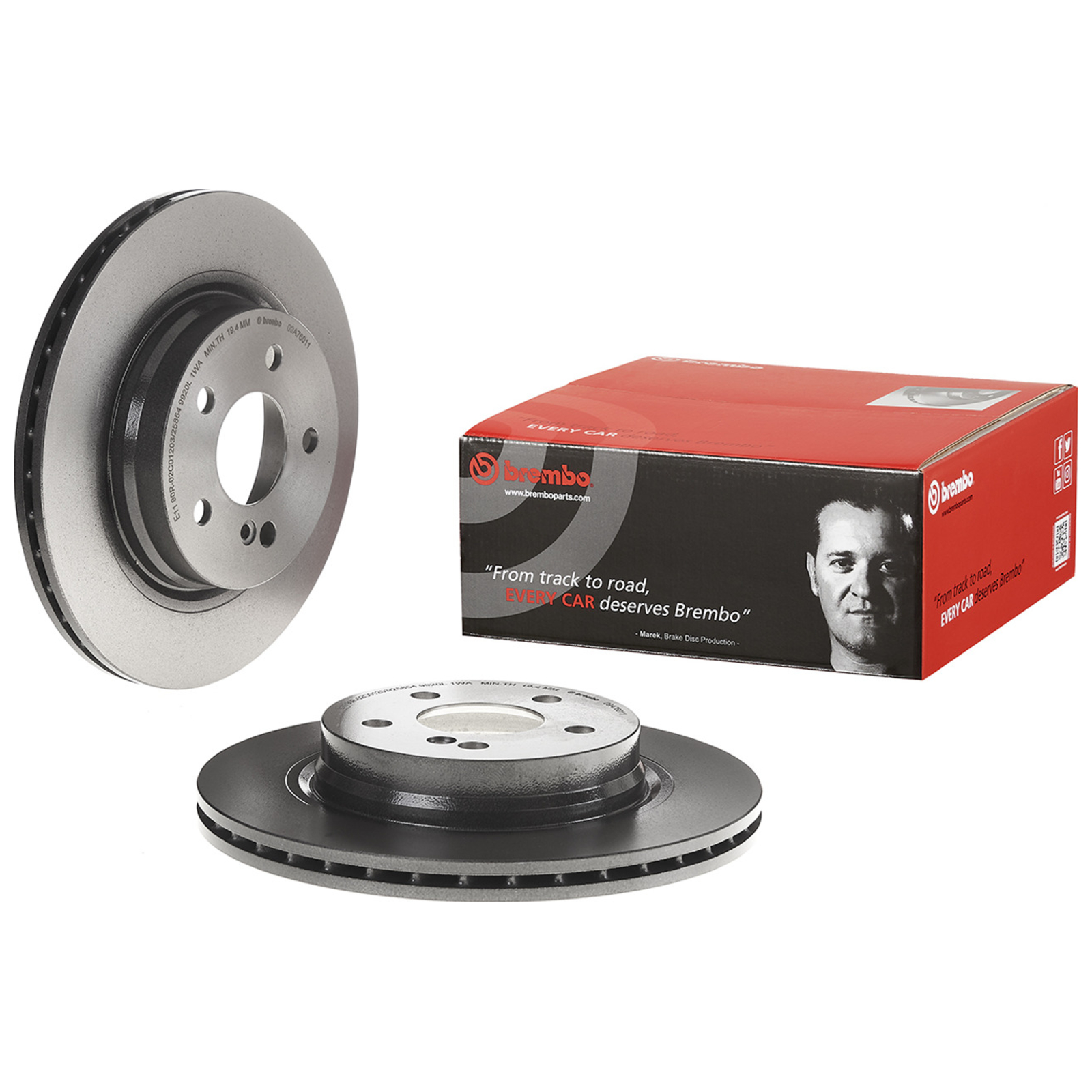 2x BREMBO Bremsscheibe PRIME LINE - UV Coated 09.A760.11