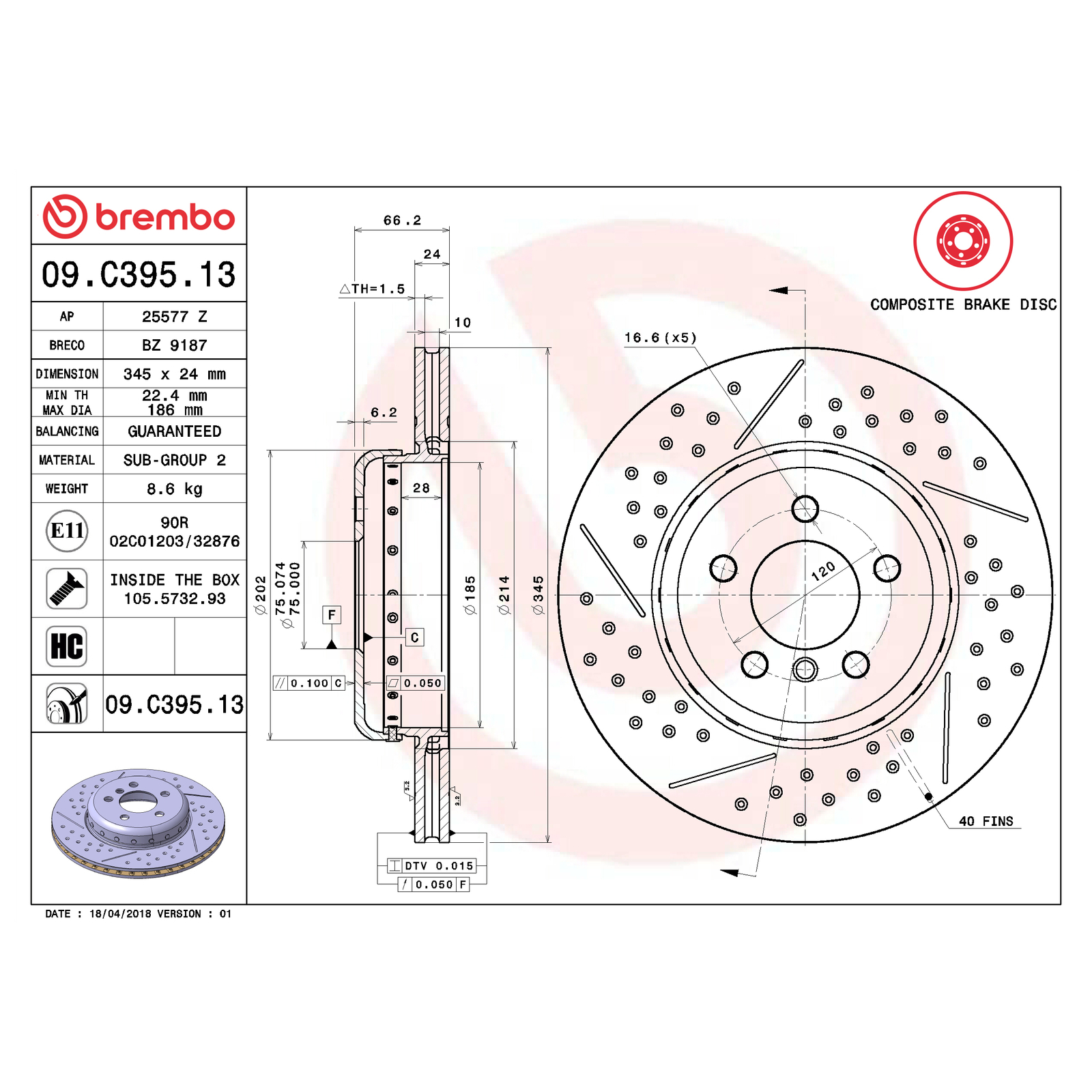 BREMBO Bremsscheibe PRIME LINE - Composite