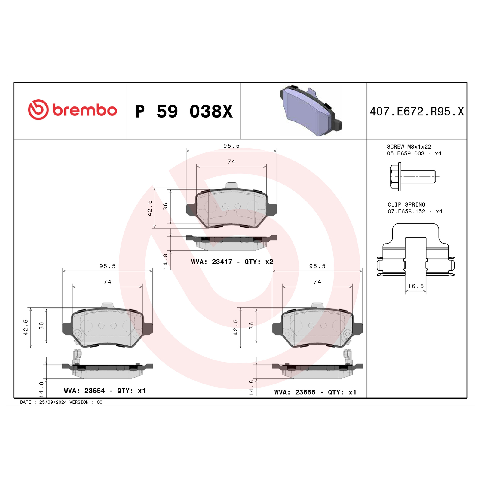 BREMBO Brake Pad Set, disc brake BREMBO XTRA LINE