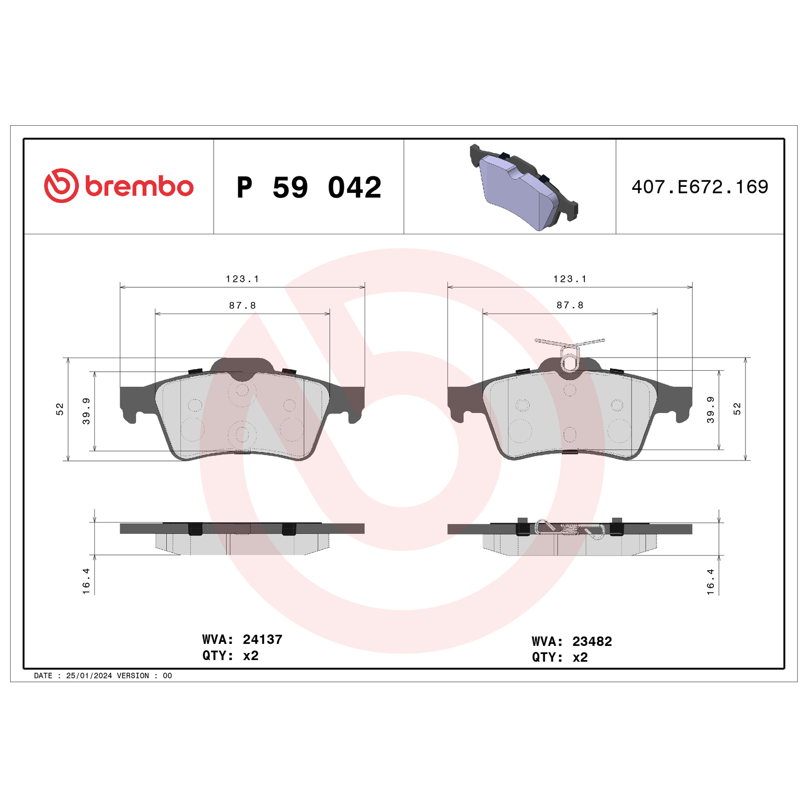 BREMBO 4x Bremsbeläge Bremsbelagsatz