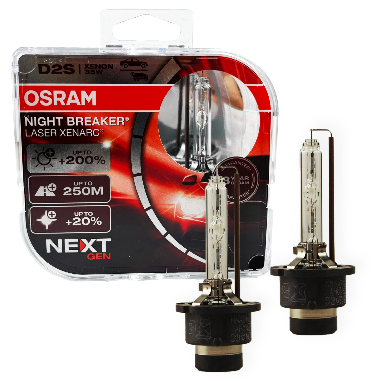 2x Osram D2S 4500K Xenarc Night Breaker Laser Xenon Birnen Brenner