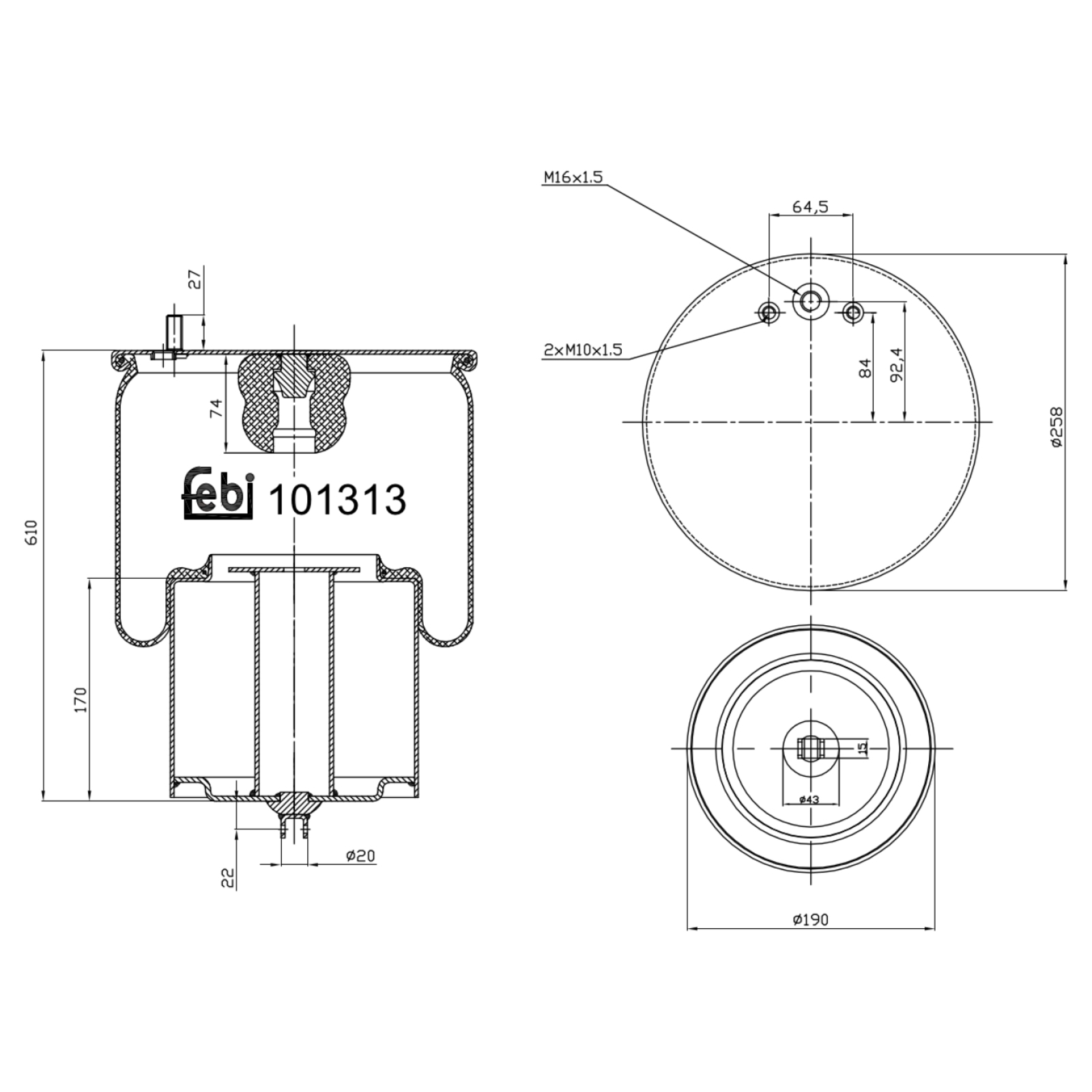 FEBI BILSTEIN Bellow, air suspension