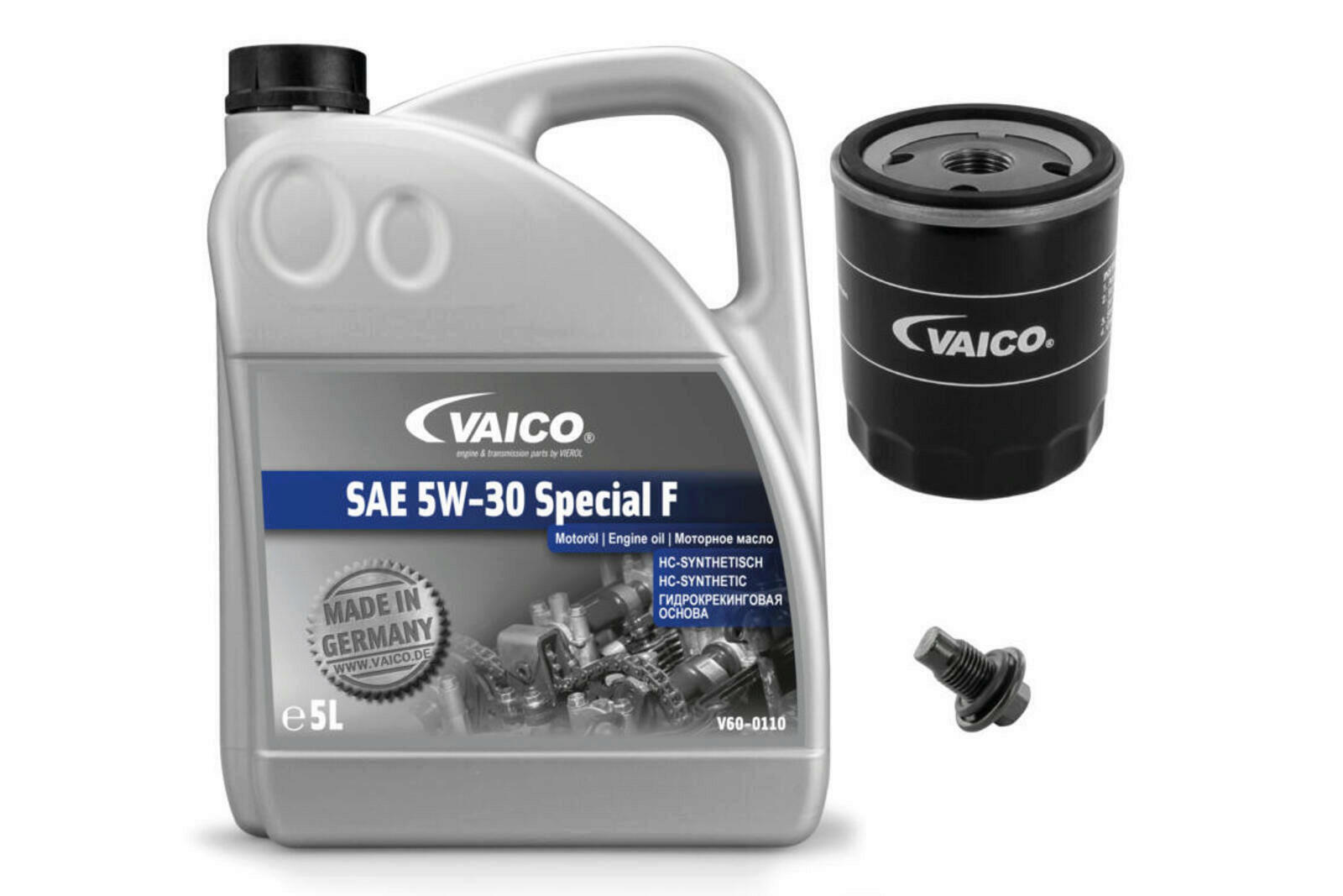 5L Vaico Motorenöl UNIVERSAL SAE 5W-30 Special F + Filter + Ölablassschraube