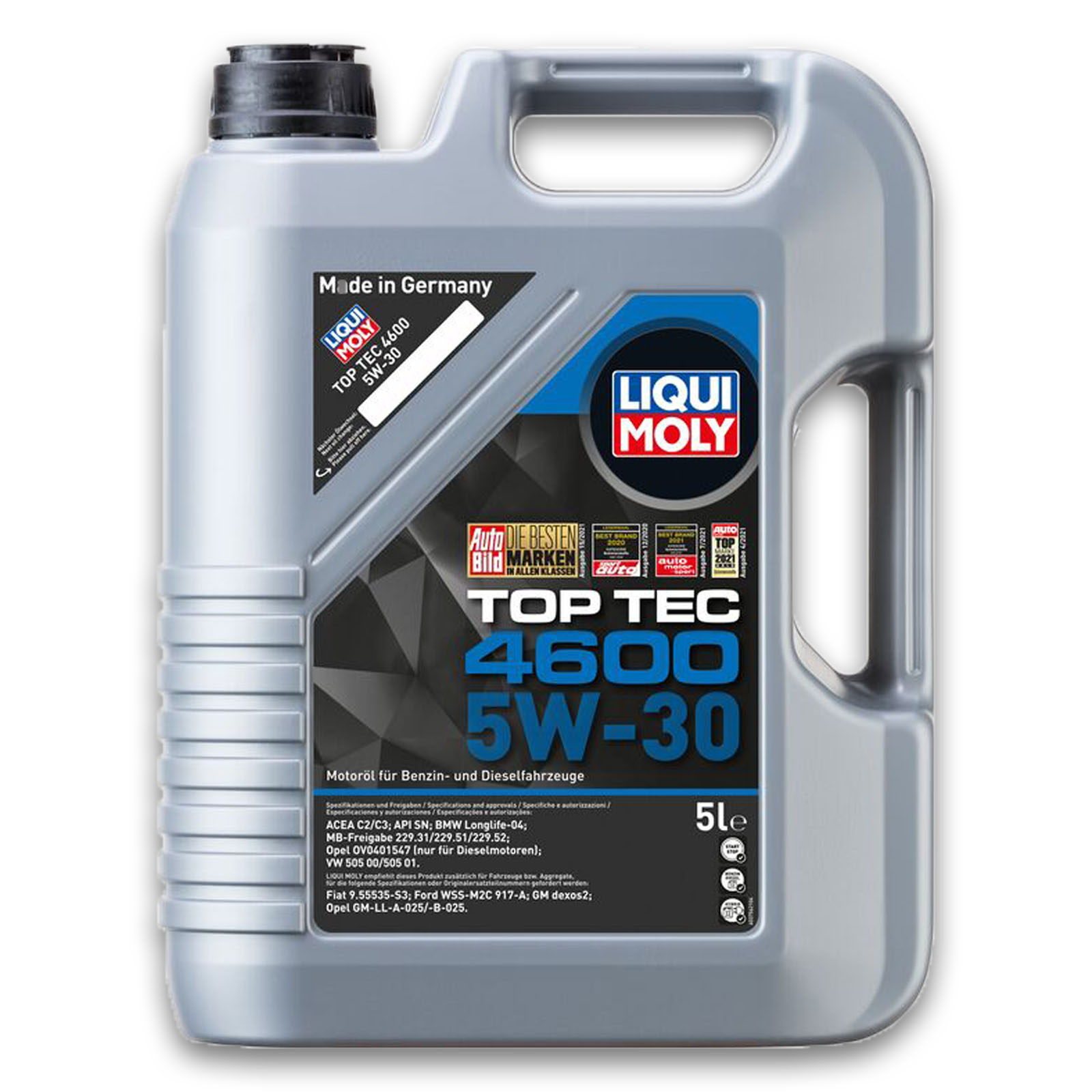 7 Liter Liqui Moly Motorenöl Motoröl Top Tec 4600 5W-30 Motorenoel ...