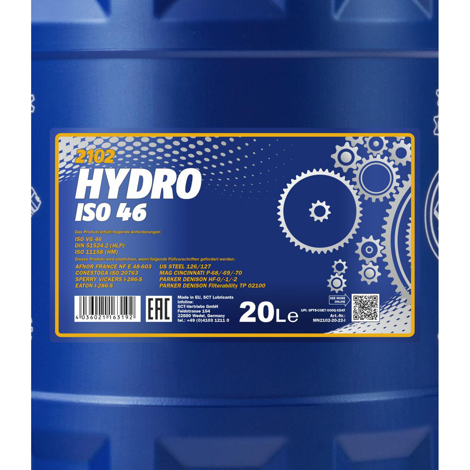 20L Mannol Motoröl Hydro ISO 46