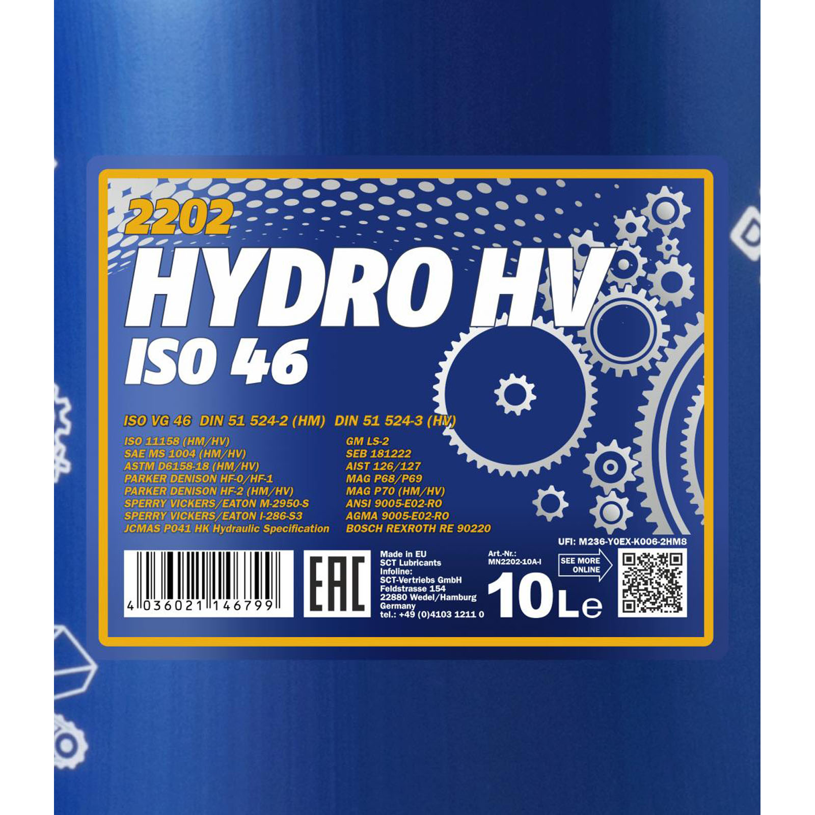10L Mannol Hydro HV ISO 46 HVLP 46 Hydrauliköl