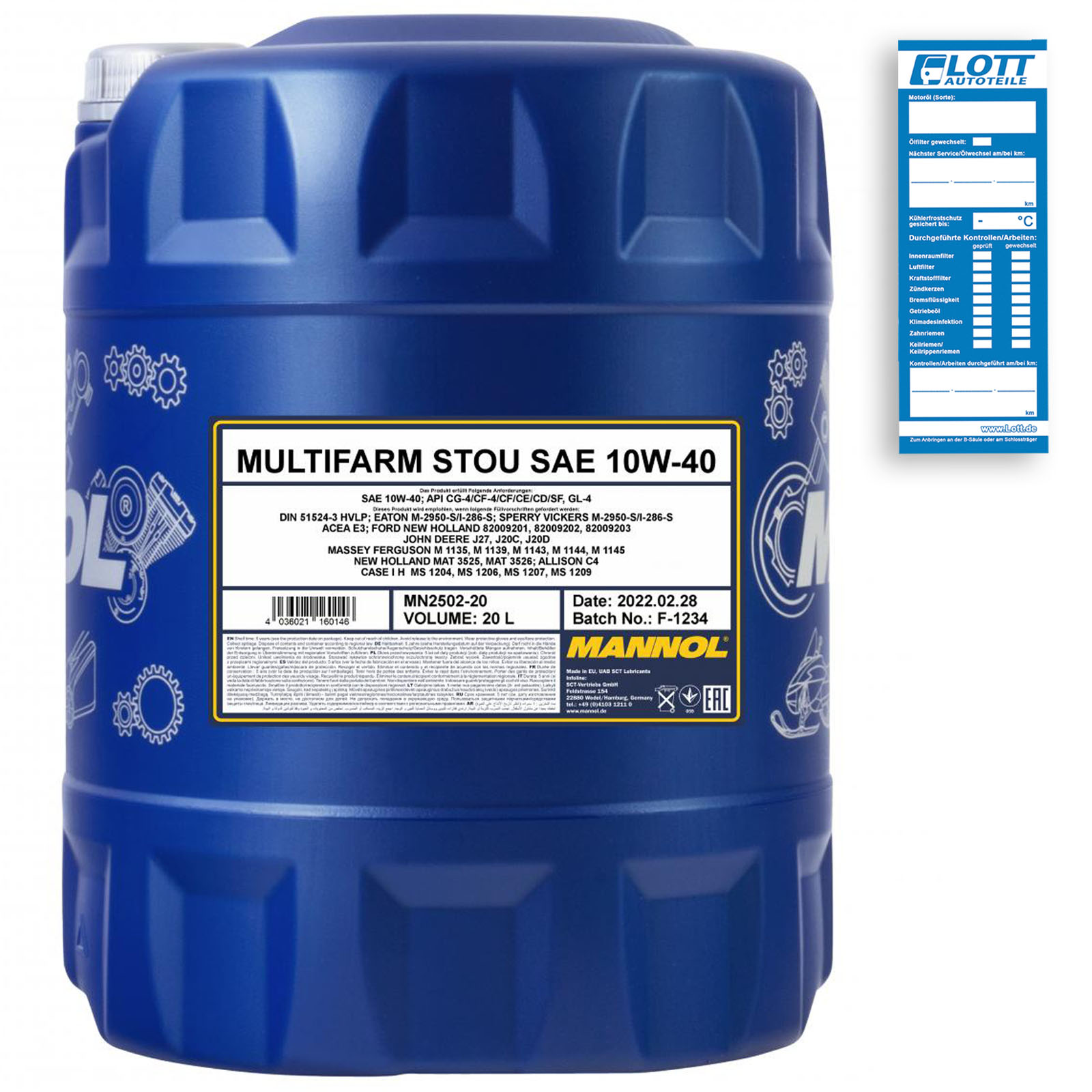 20L Mannol Motoröl Multifarm STOU 10W-40