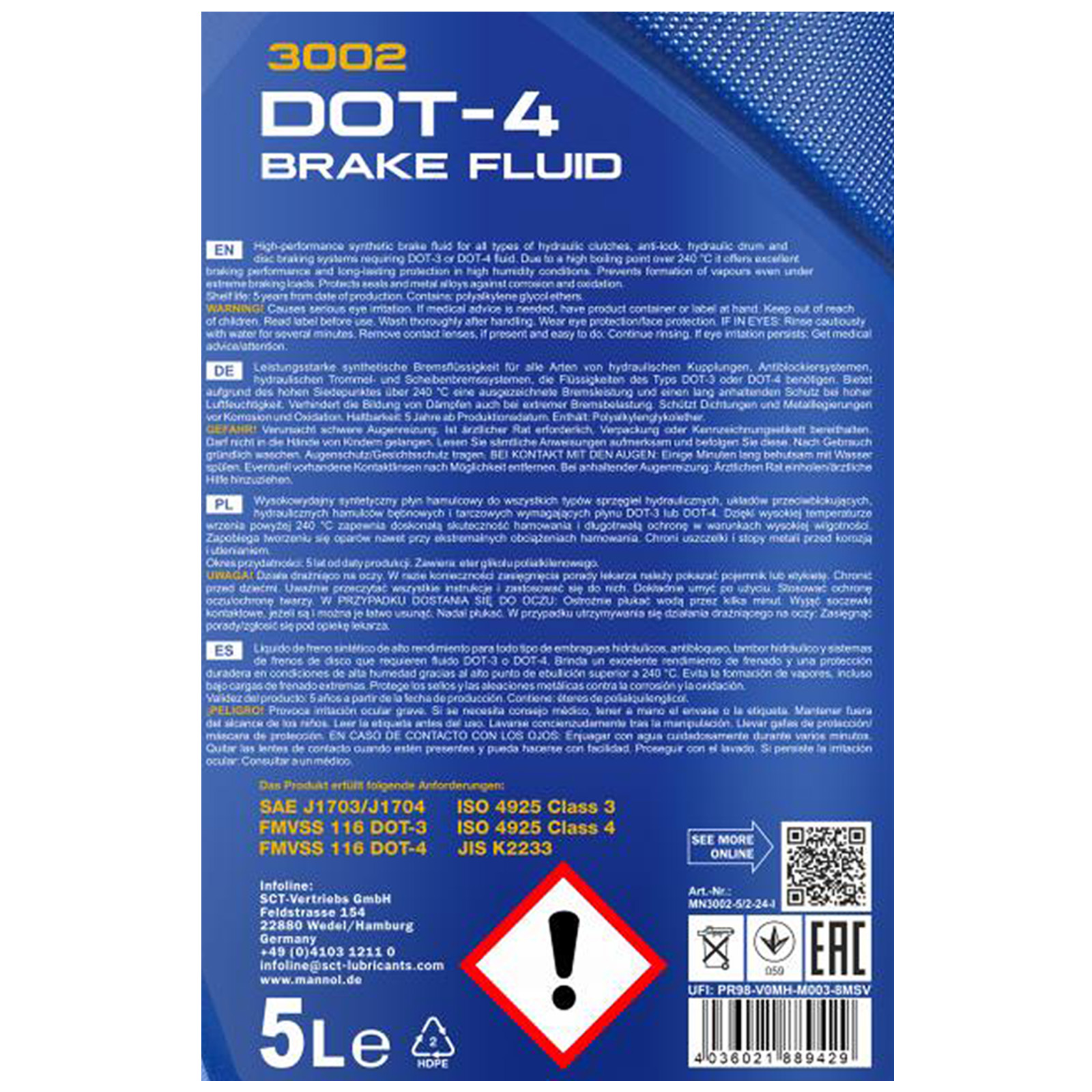 5 l Mannol DOT-4 Bremsflüssigkeit
