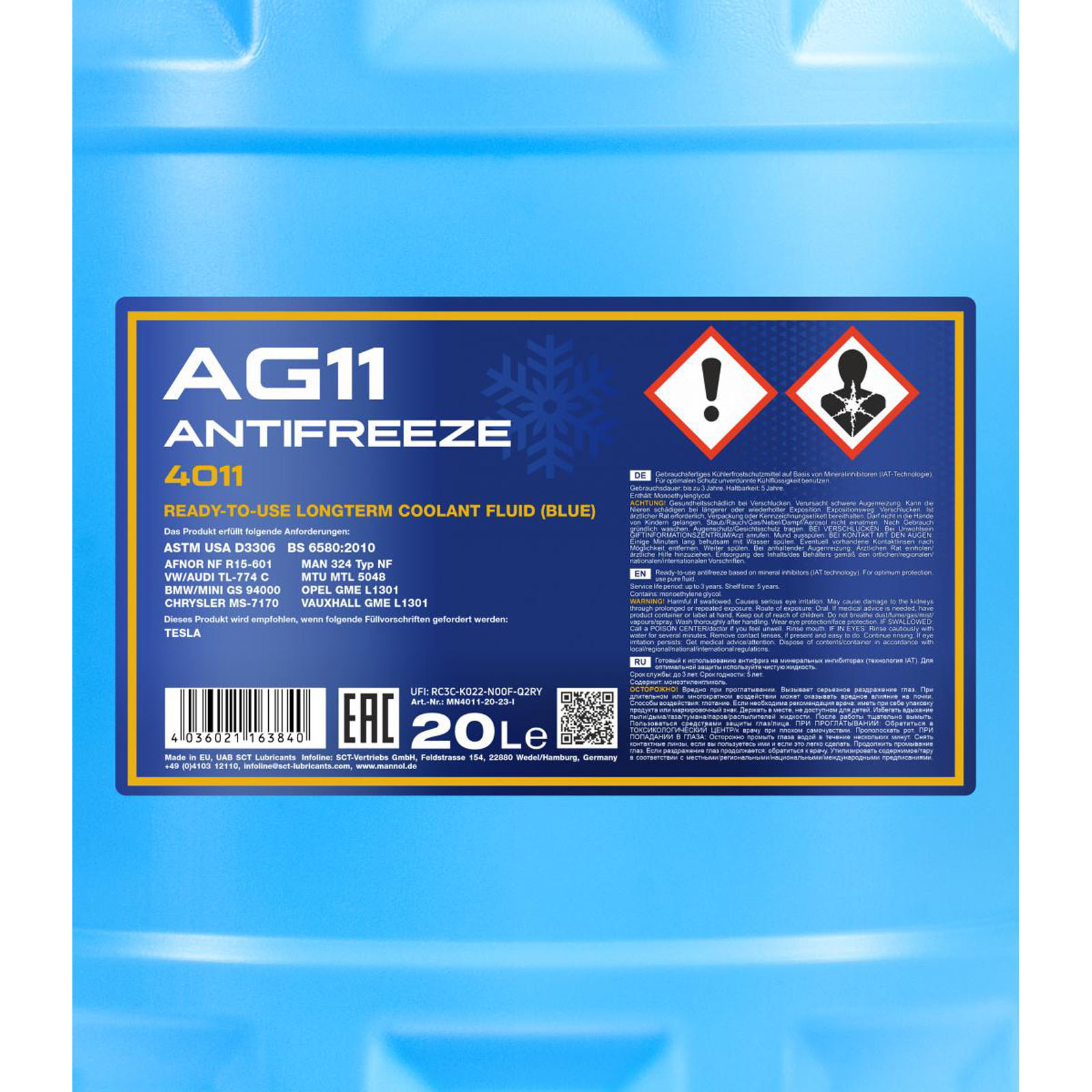 Mannol Kühlerfrostschutz Kühlmittel AG11 blau bis -40° Frostsch...