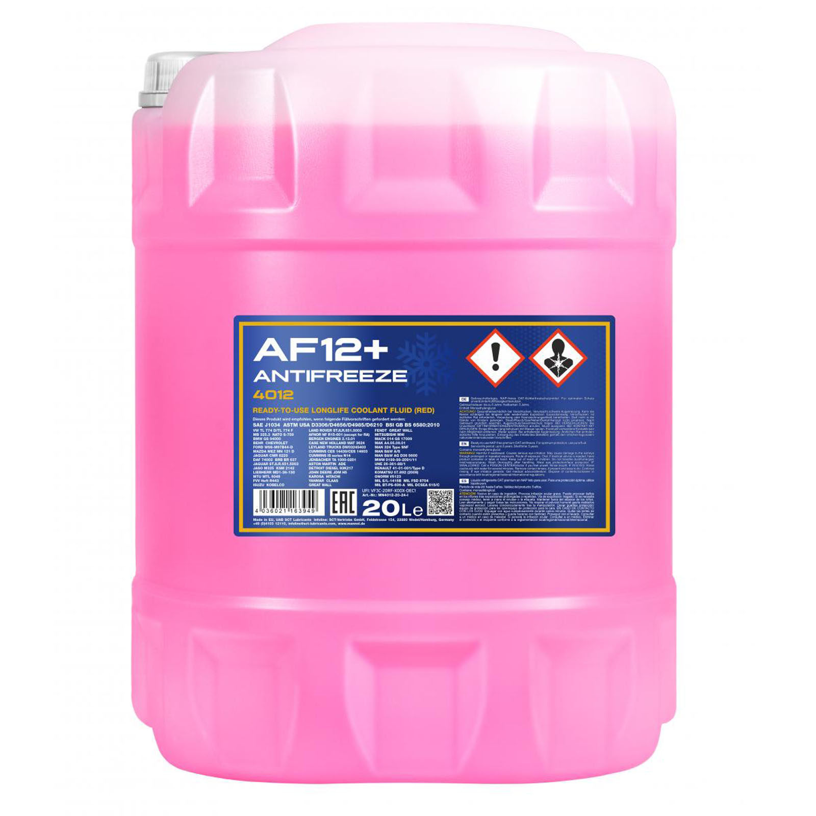 Mannol MN4012-20 Antifreeze G12+ Kühlerfrostschutz 20L Rot AF12+ bis - 4...