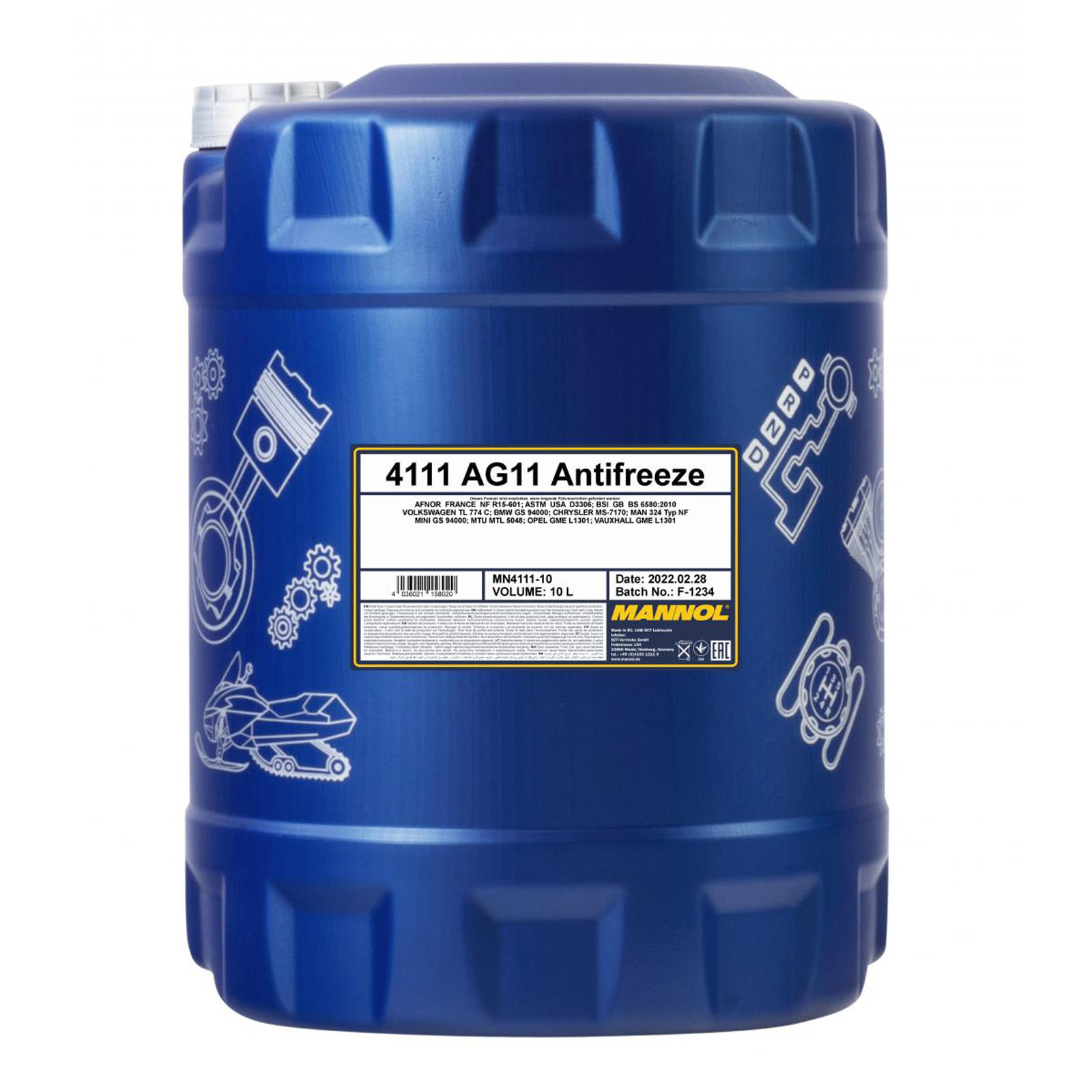 10L Mannol Kühlerfrostschutz Kühlmittel Konzentrat AG11 blau