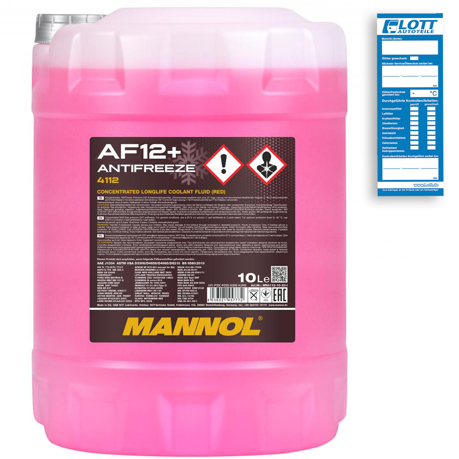 10L Mannol Kühlerfrostschutz AF12+ Longlife Rot G12+ Konzentrat
