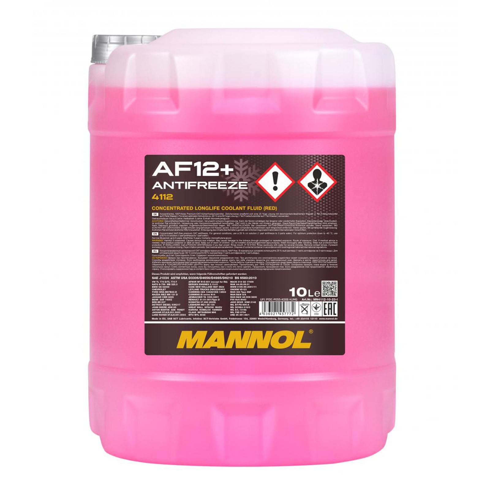 10L Mannol Kühlerfrostschutz AF12+ Longlife Rot G12+ Konzentrat