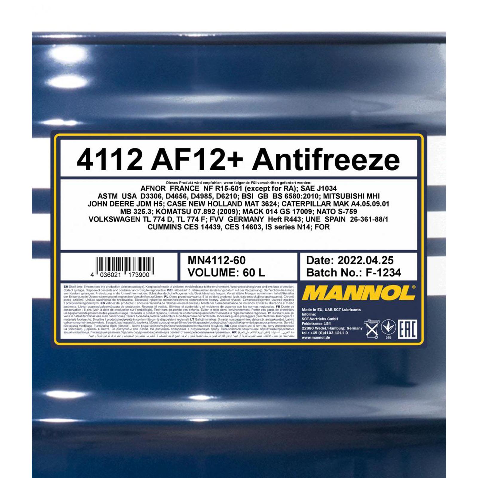 60L Mannol Kühlerfrostschutz AF12+ Longlife Rot G12+ Konzentrat