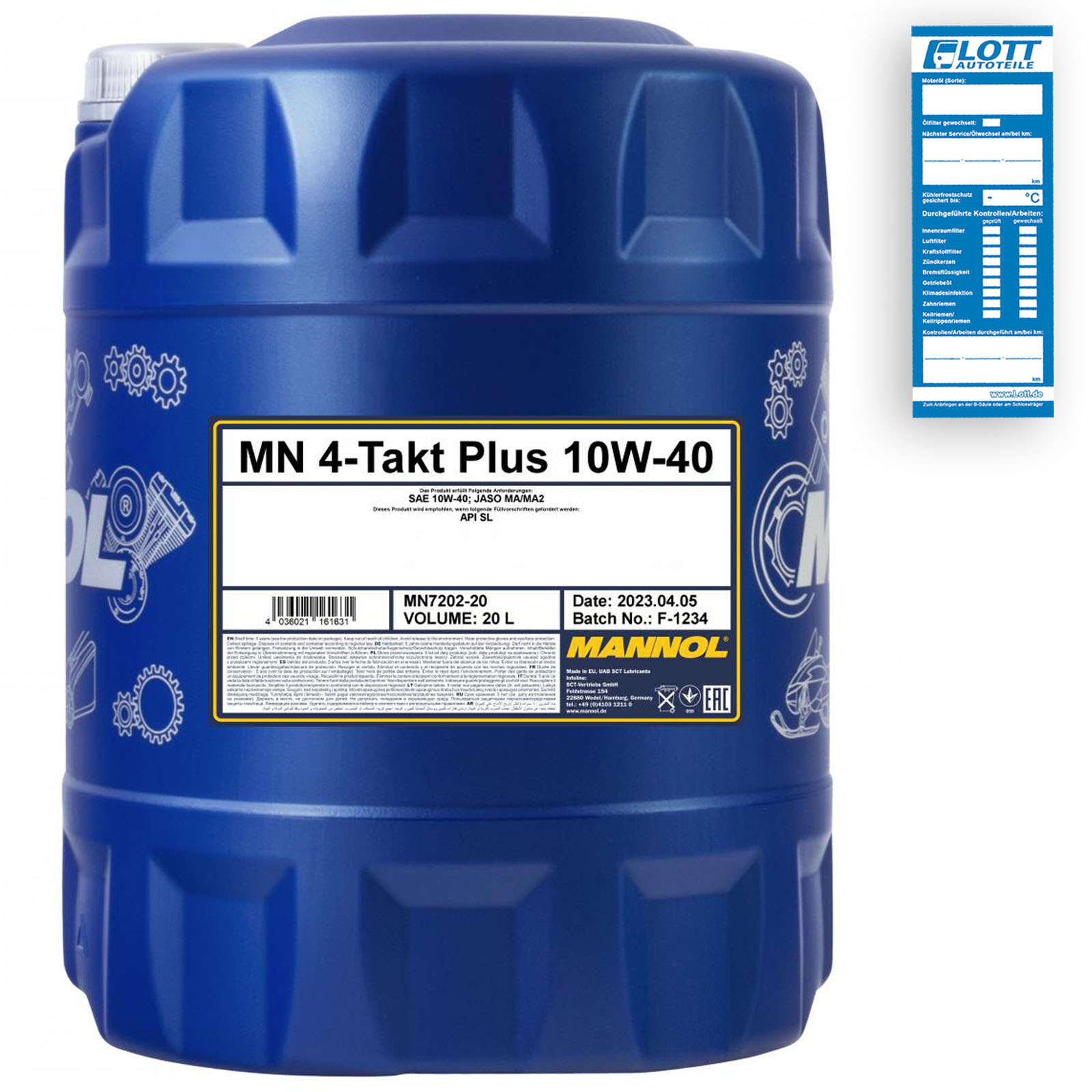 20L Mannol Motoröl Motorradöl 4-Takt Teilsynthetisch 10W-40