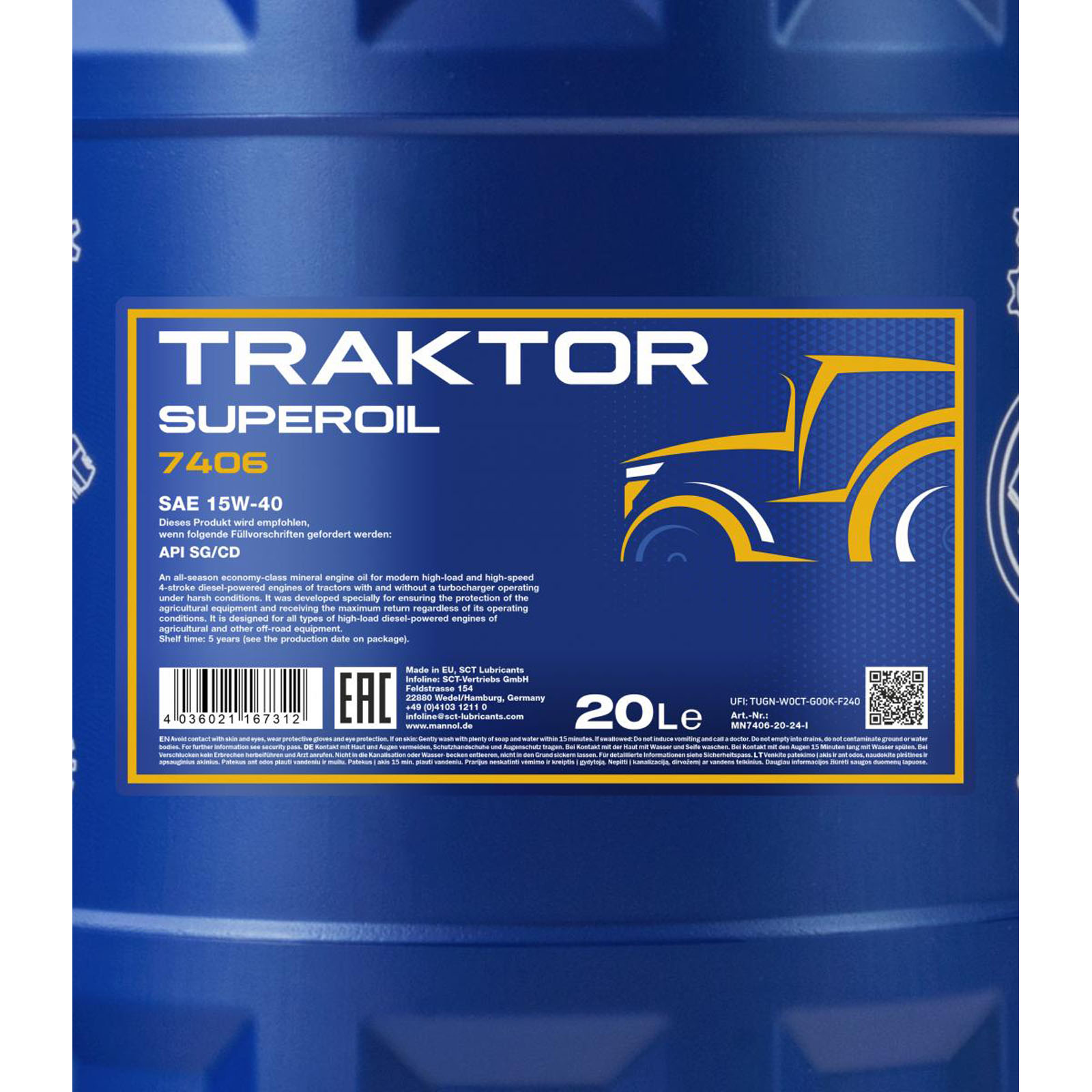 Mannol Traktor Superoil 15W-40 20L Motoröl + Auslaufhahn