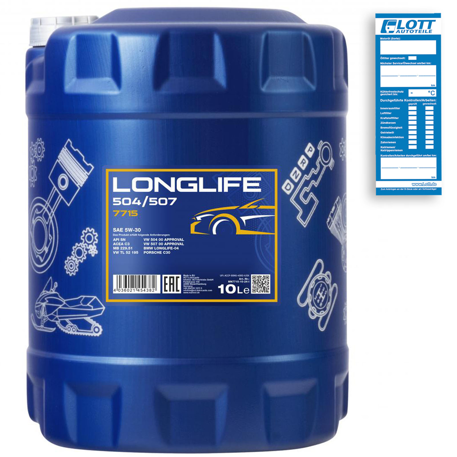 10L Mannol Longlife Öl 5W-30 Motoröl MN7715-10 passend für API SN VW 504.00 507.00 BMW LL-04 MB 229.51