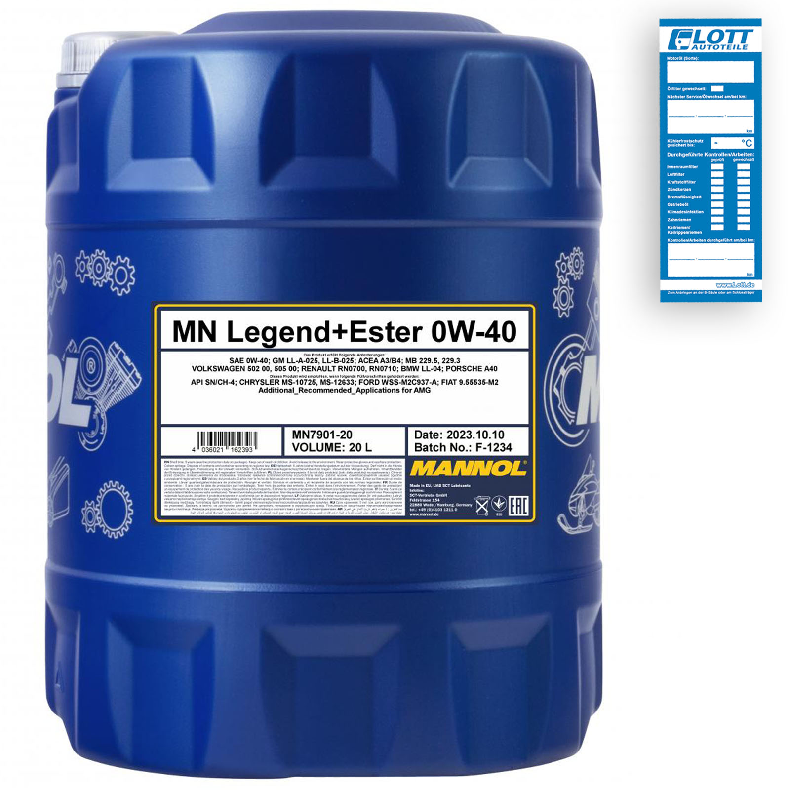 20L Mannol Legend+Ester Motoröl 0W-40