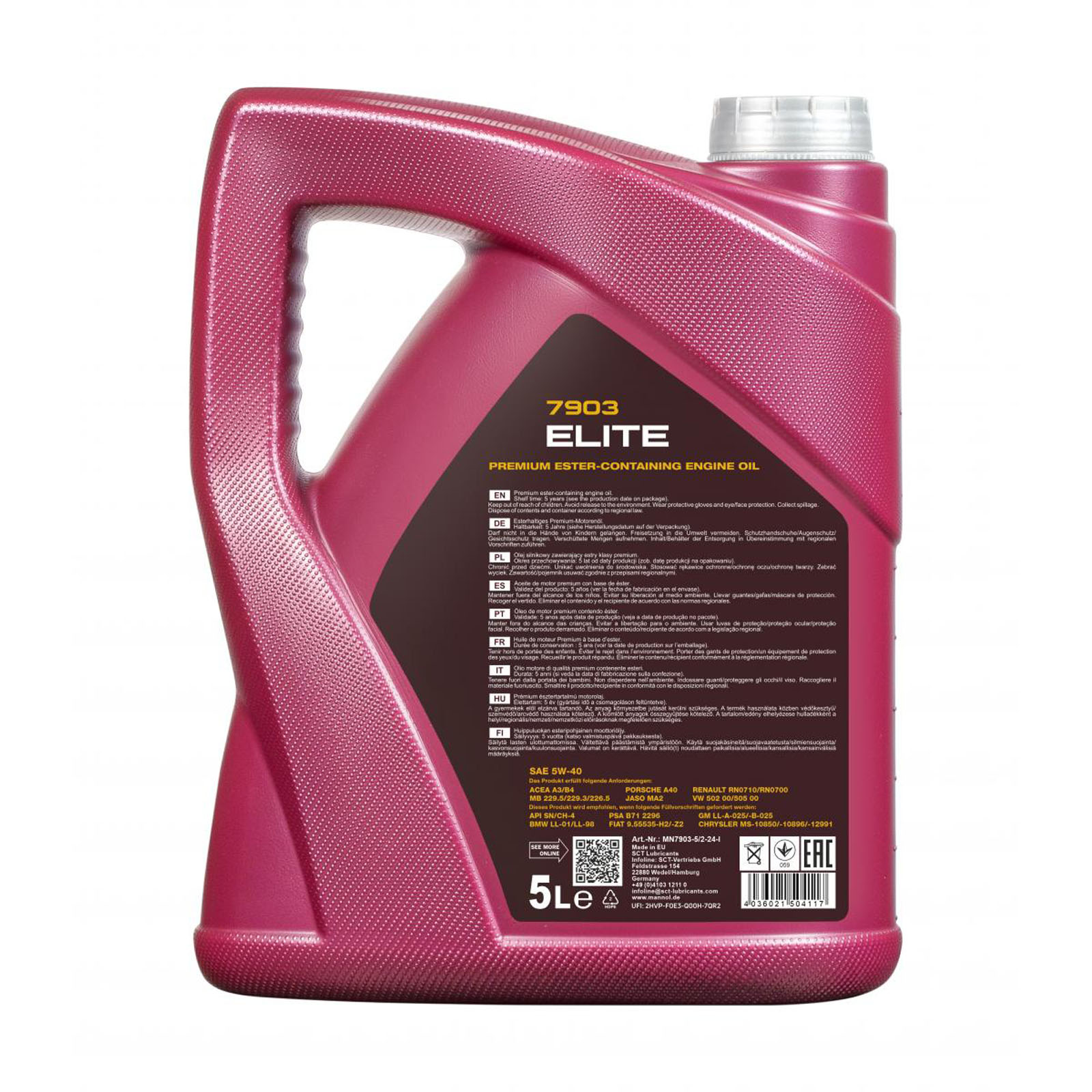 2x 5L Mannol Elite Motoröl 5W40 Motorenöl API SN/CH passend fü...