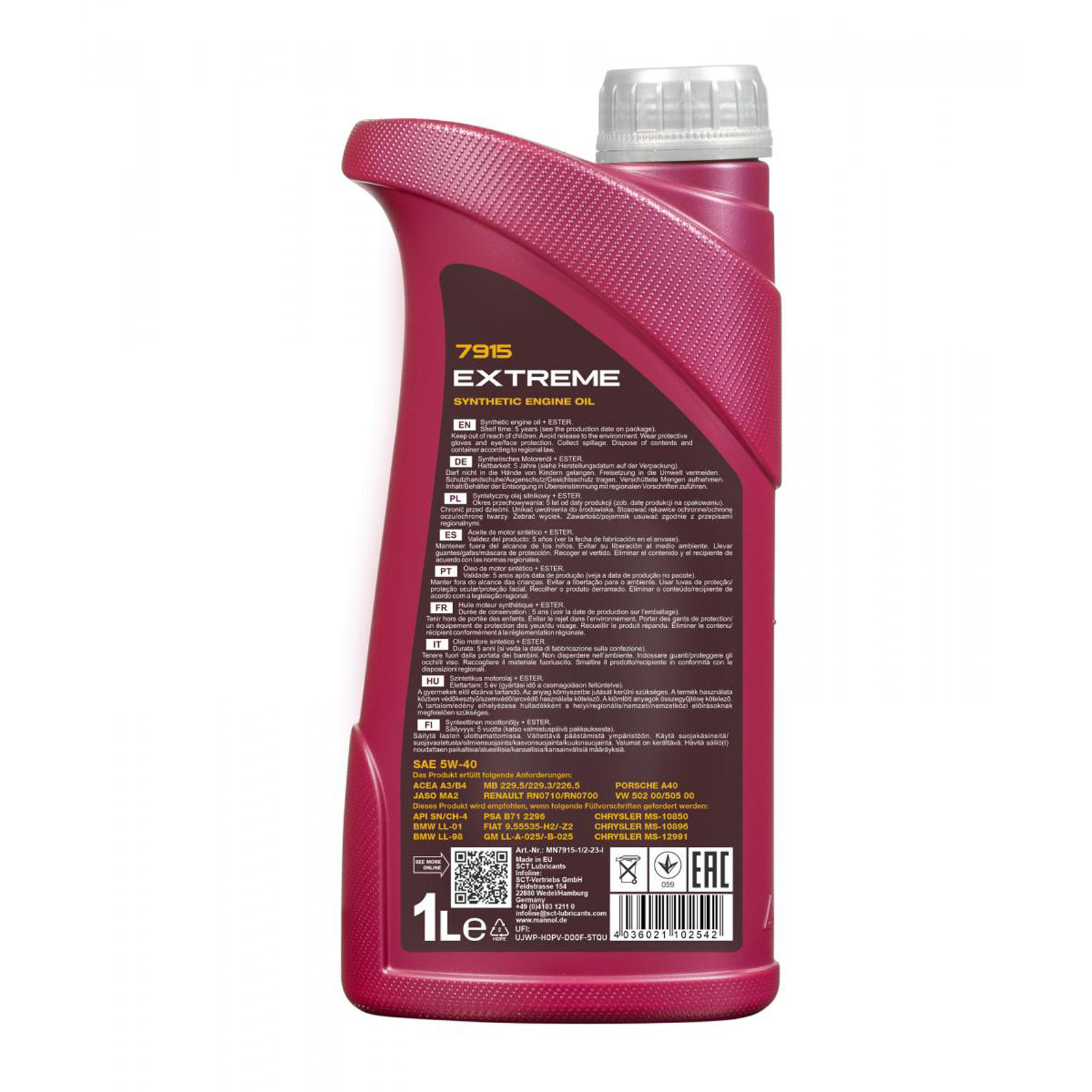 7L MOTORÖL MANNOL EXTREME 5W-40 5W40 MOTORENÖL passend für MB ...