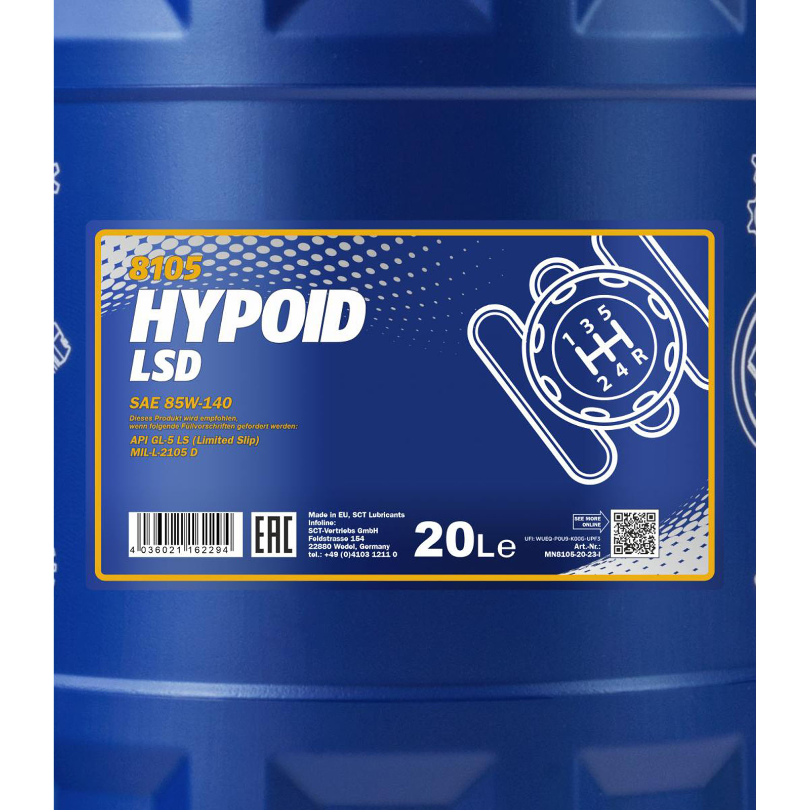 20L Mannol Schaltgetriebeöl Hypoid LSD 85W-140 GL-5