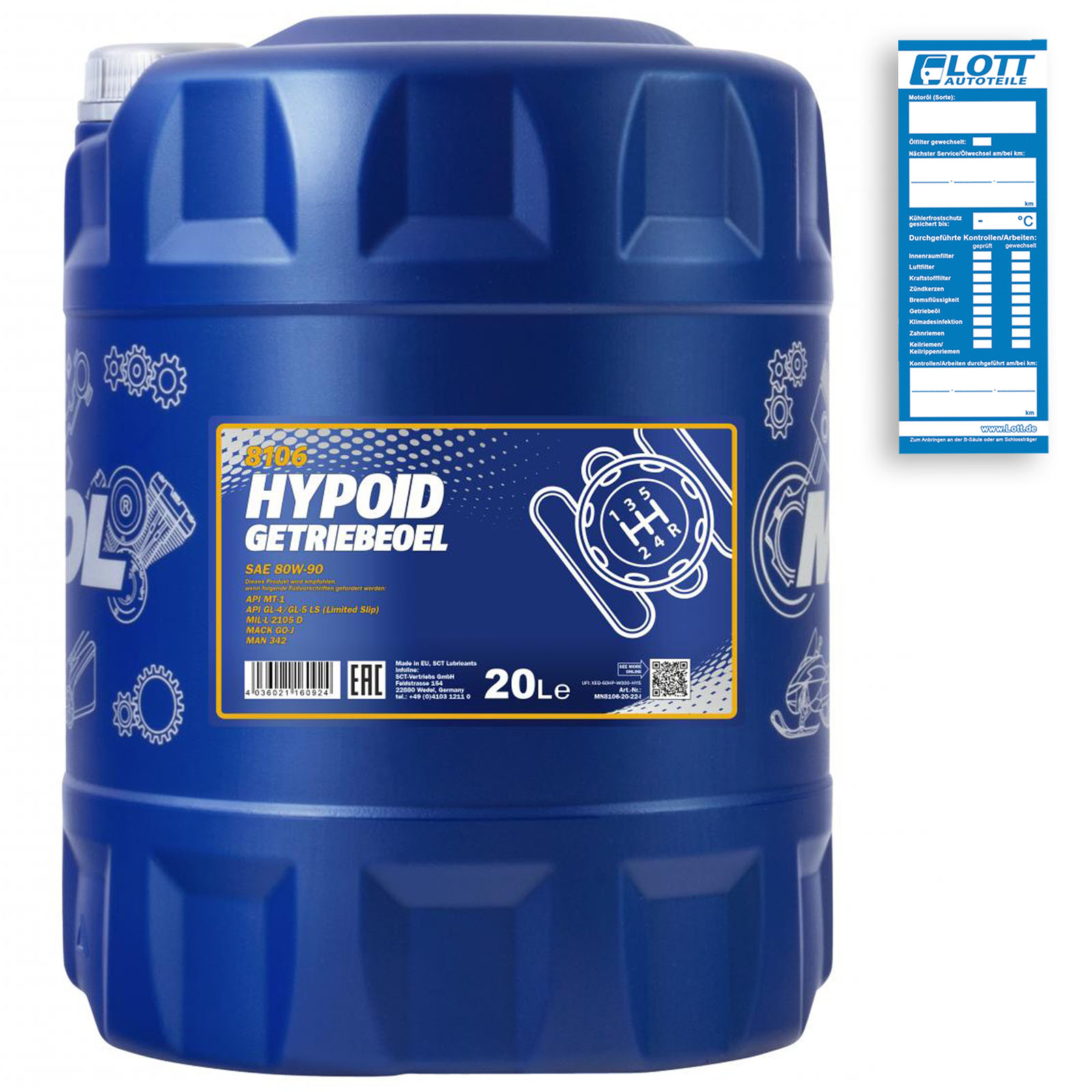 20L Mannol MN8106-10 Hypoid Getriebeöl 80W-90