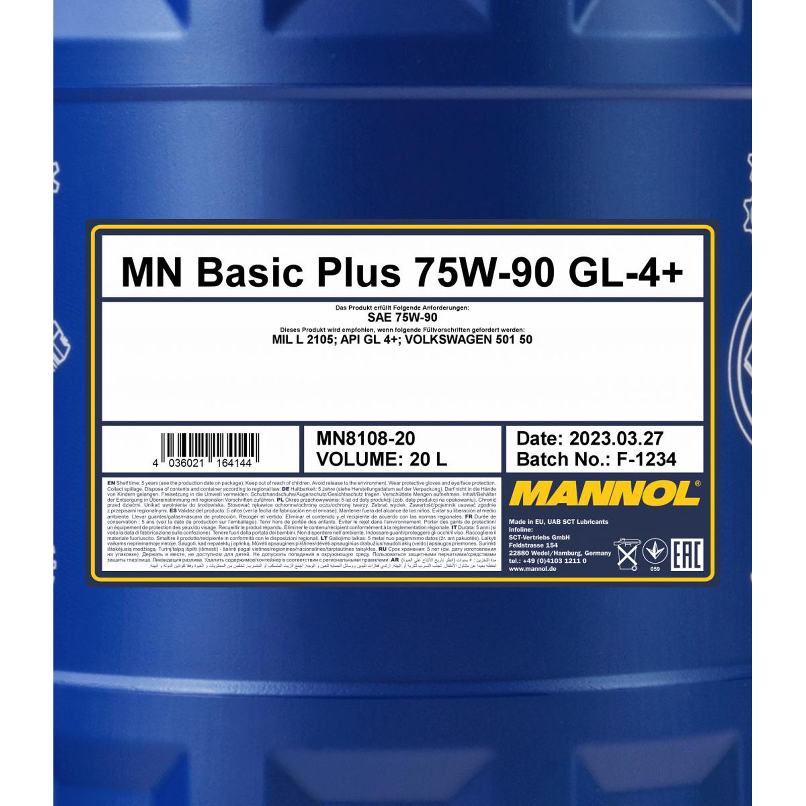 20L Handschaltgetriebeöl MN Basic Plus 75W-90 GL-4+