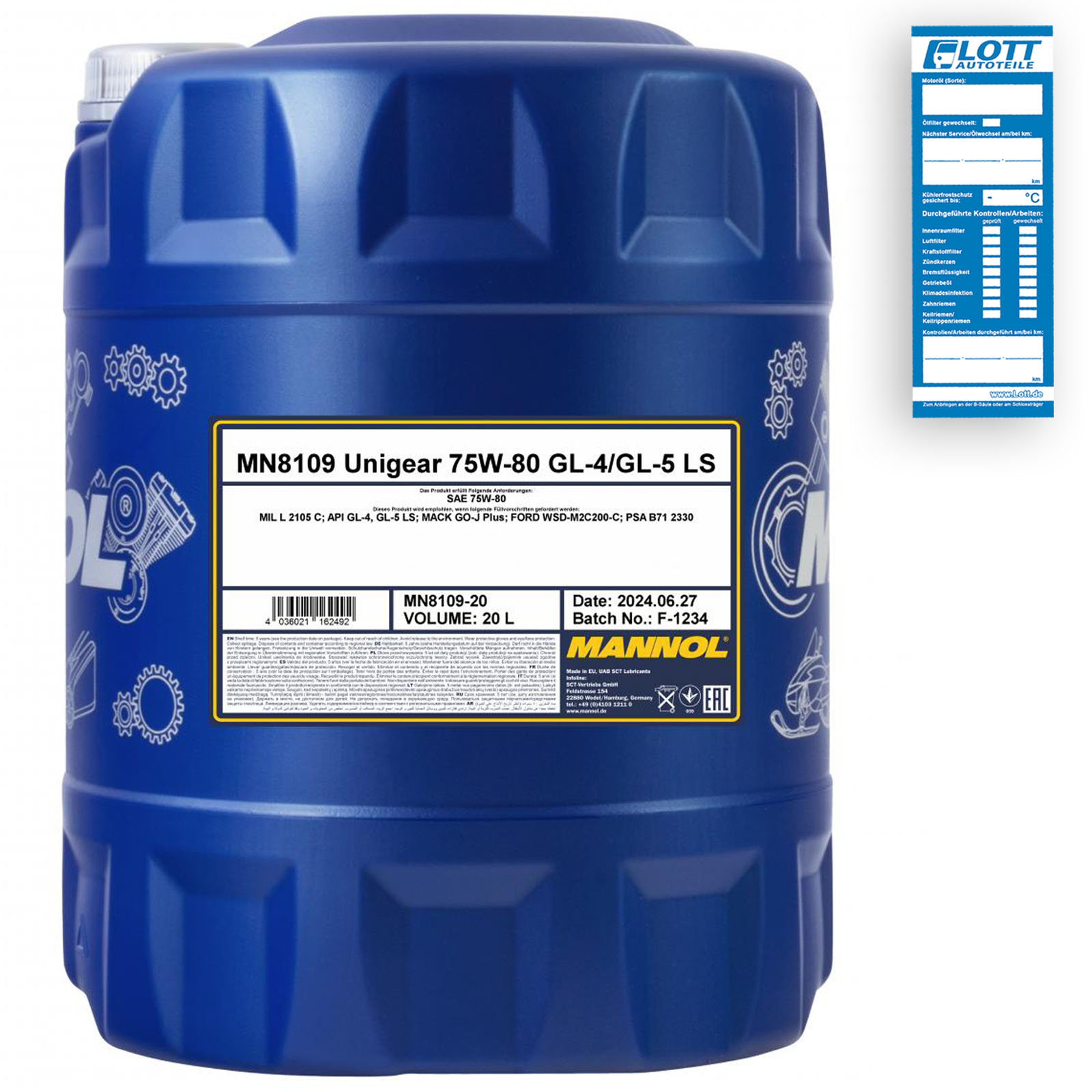 20L Mannol Unigear Getriebeöl Schaltgetriebeöl 75W-80