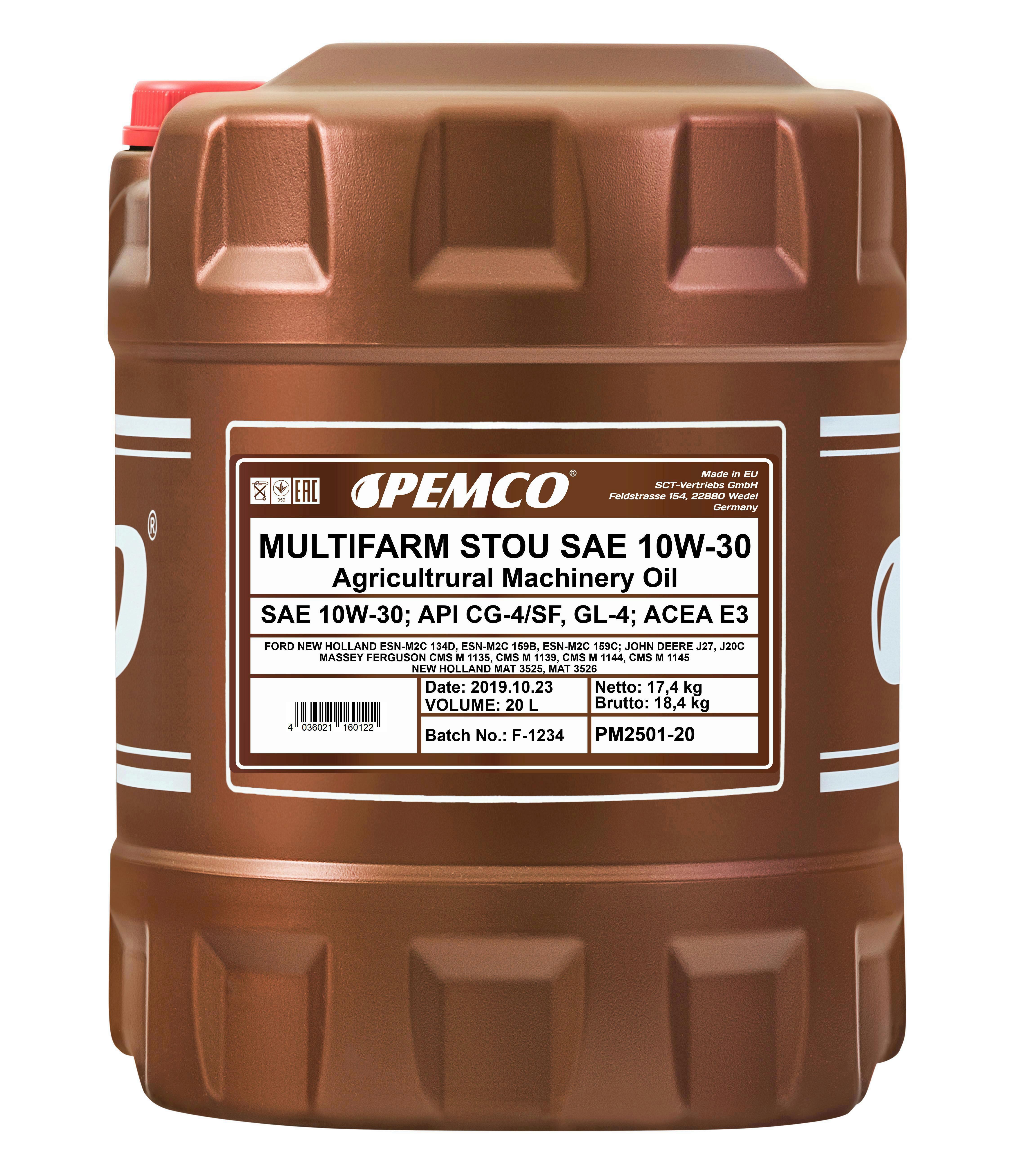 20L Pemco Multifarm STOU 10W-30 Motoröl