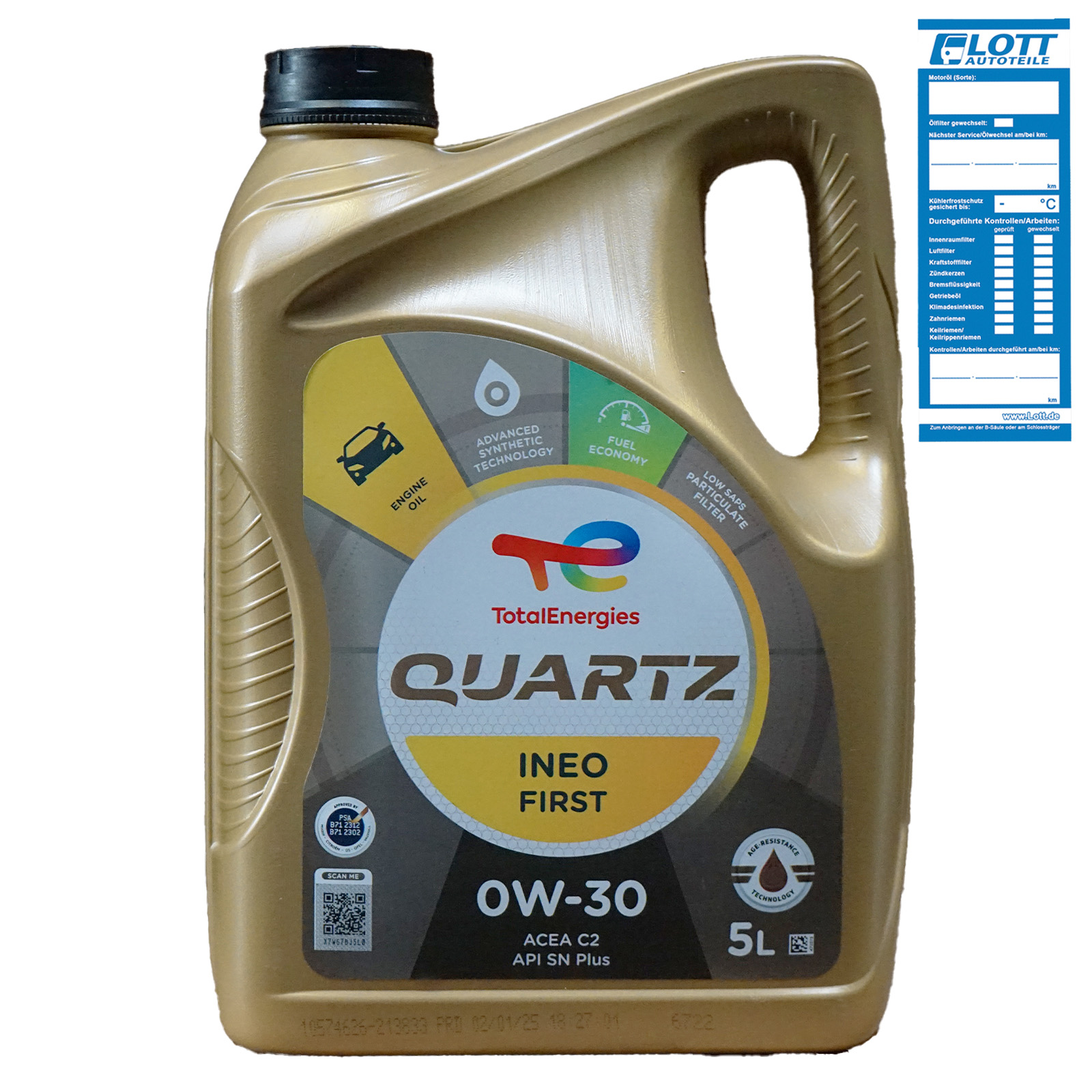 5L QUARTZ INEO FIRST 0W-30 Motoröl ACEA C2 PSA B71 2312 B71 2302 FIAT 9.55535