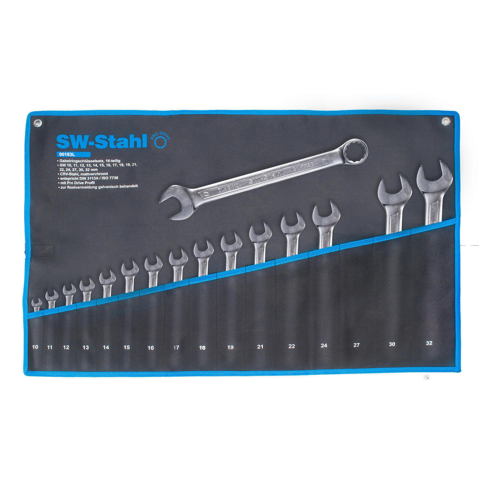 SW-STAHL 00163L Gabelringschlüsselsatz, 10-32 mm, 16-teilig