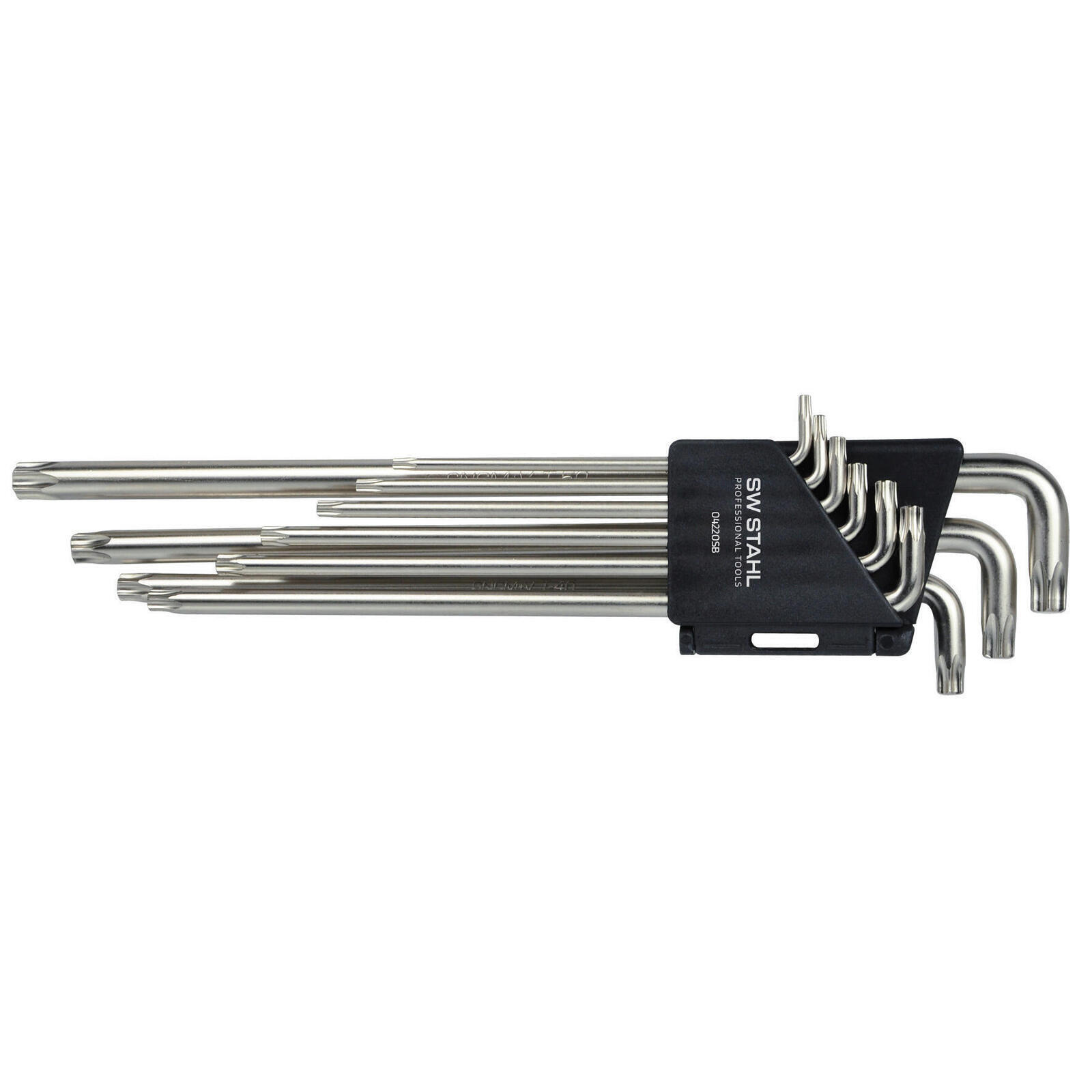 SW-STAHL 04220SB Winkelschlüsselsatz, T-Profil, T10-T50, extra lang, 9-teilig