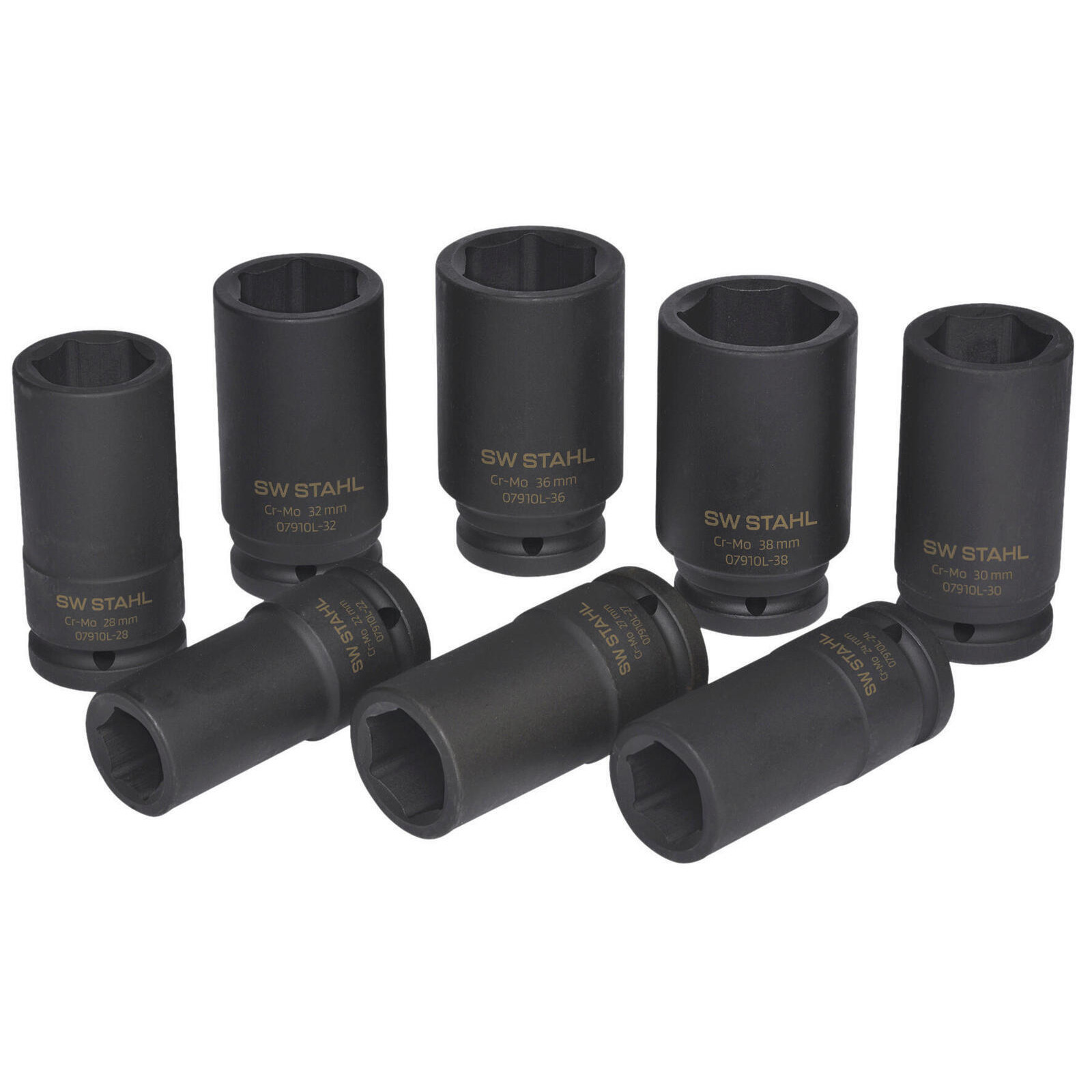 SW-STAHL 07910L IMPACT-Steckschlüsseleinsätze, 3/4", 22-38 mm,...