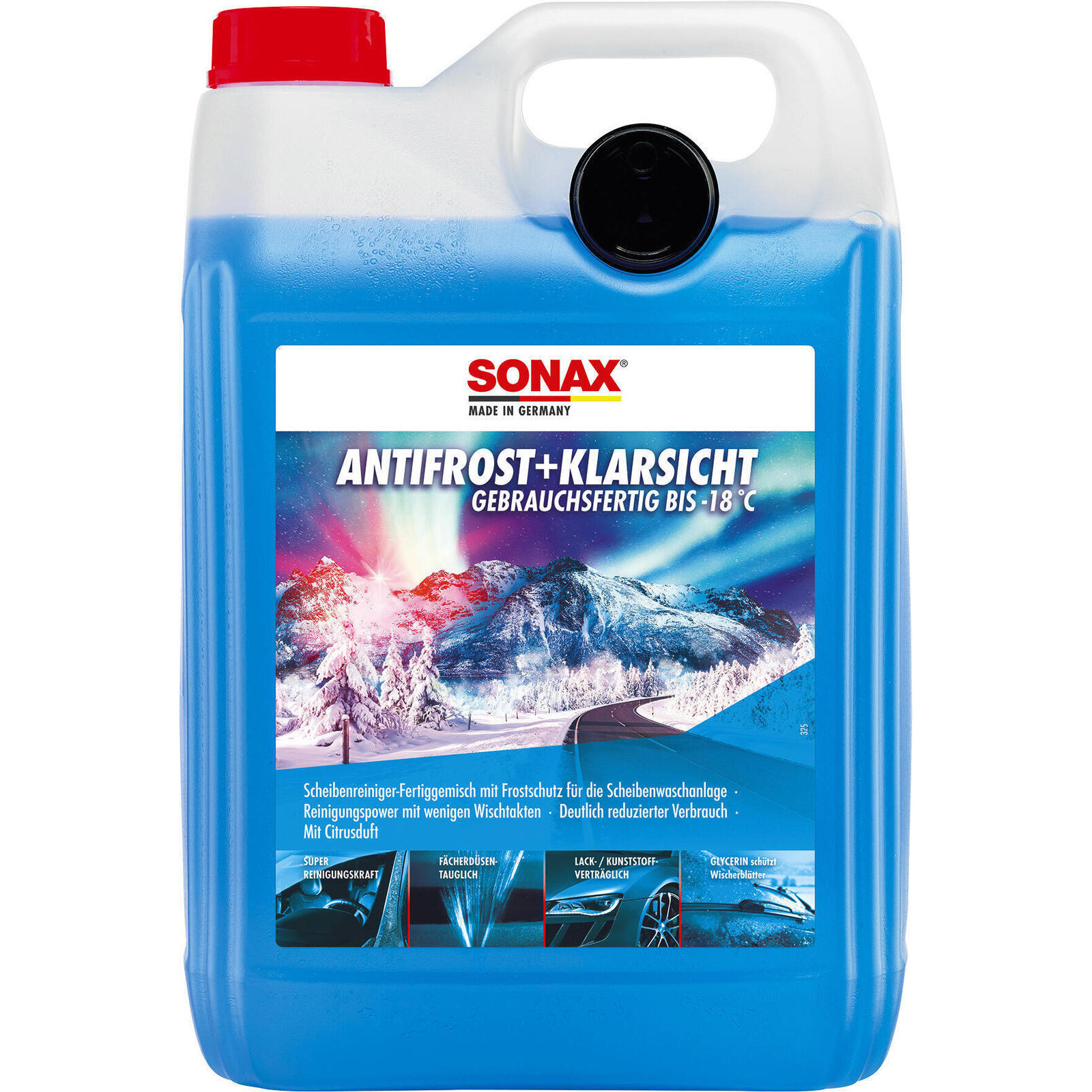 SONAX Frostschutz, Scheibenreinigungsanlage AntiFrost+KlarSicht bis -18 °C Citrus