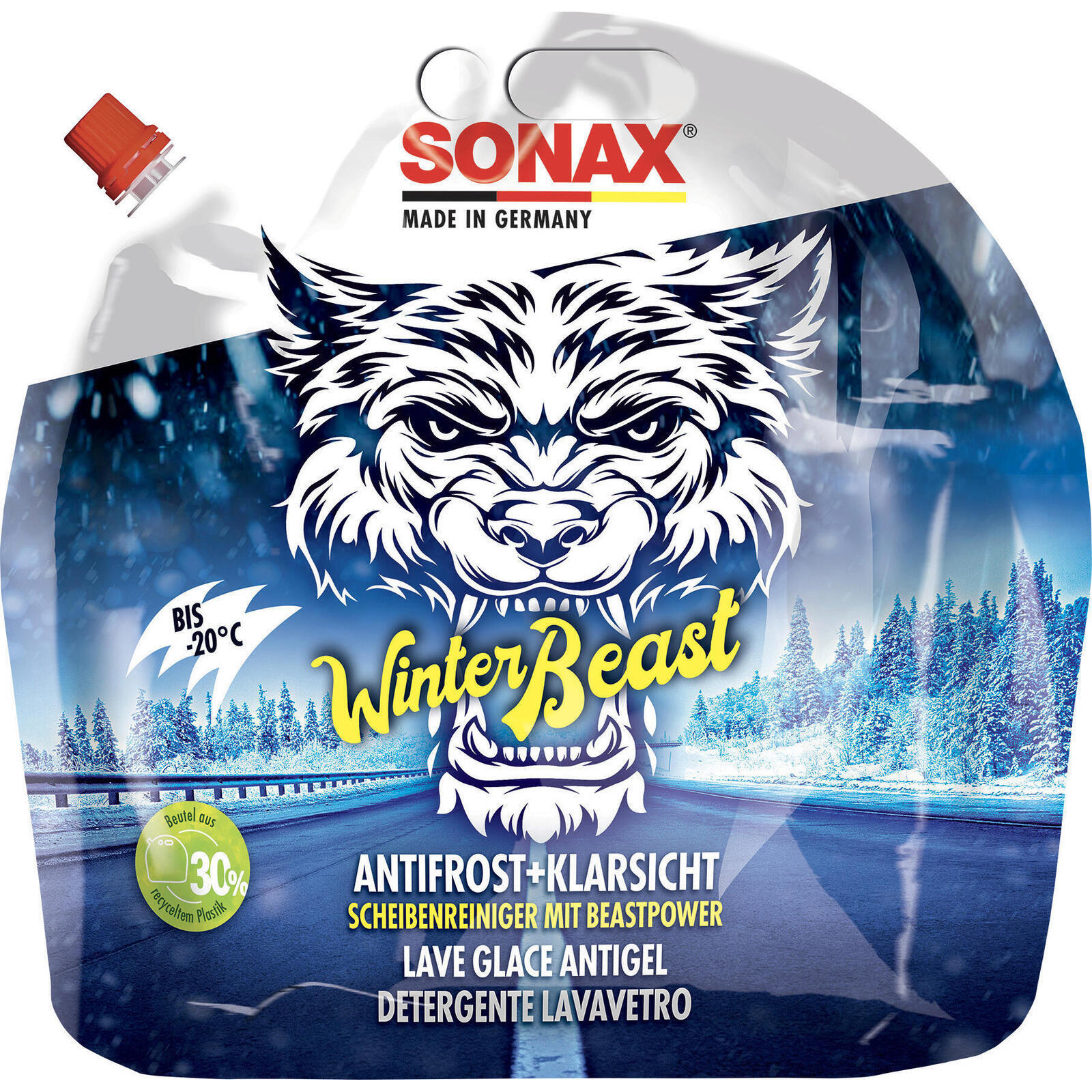 SONAX Frostschutz, Scheibenreinigungsanlage WinterBeast AntiFrost+KlarSicht bis -20 °C