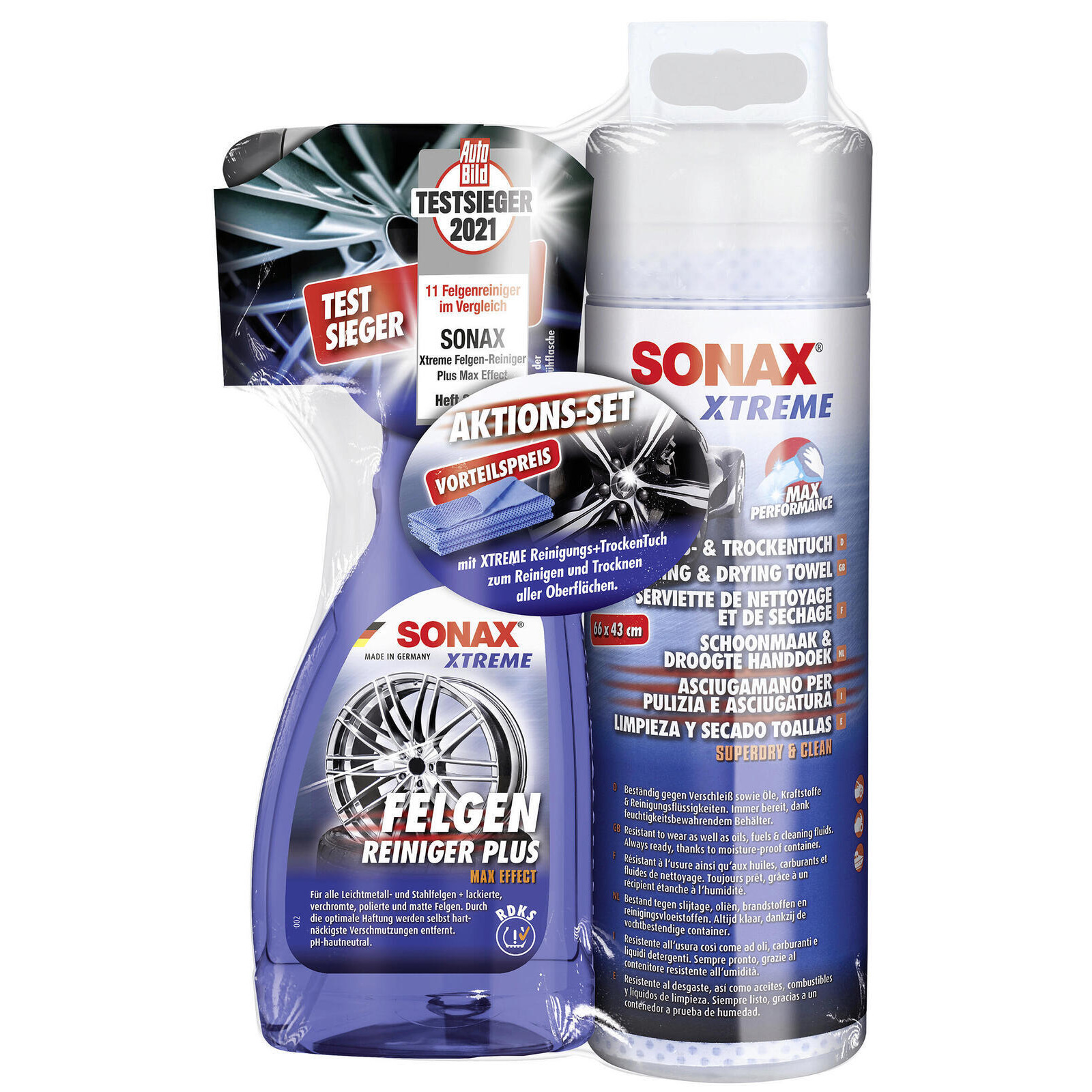 SONAX Felgenreiniger XTREME FelgenReiniger + XTREME Reinigungs+TrockenTuch Aktion